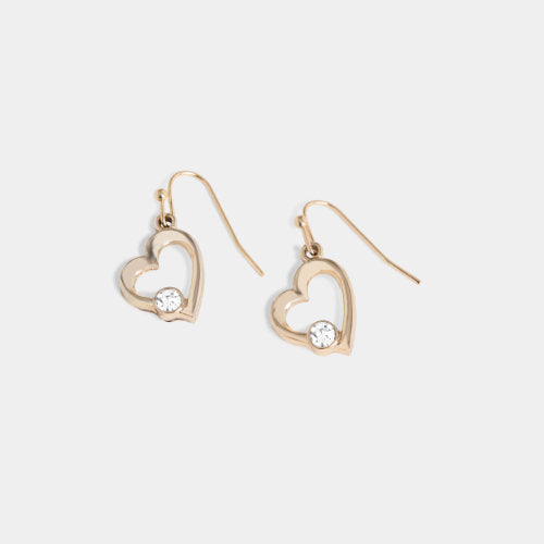 Gold Simple Heart Dangle Earrings