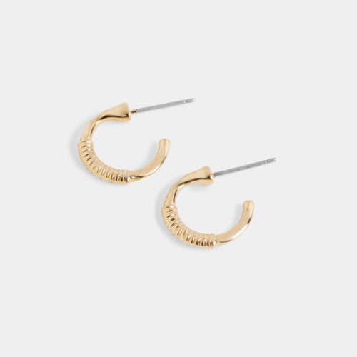 Textured Gold Hoop Stud Earrings