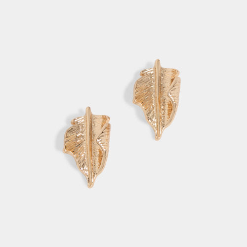 Gold Leaf Stud Earrings