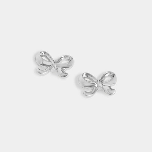 Silver Bow Stud Earrings
