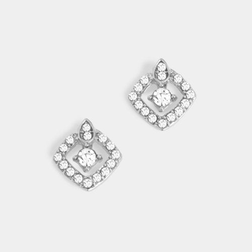 Silver Bedazzled Stud Earrings