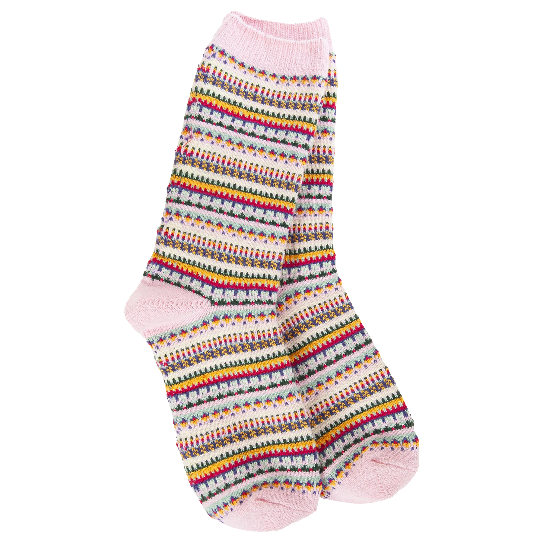 Pink Stripe Weekend Boho Crew Socks