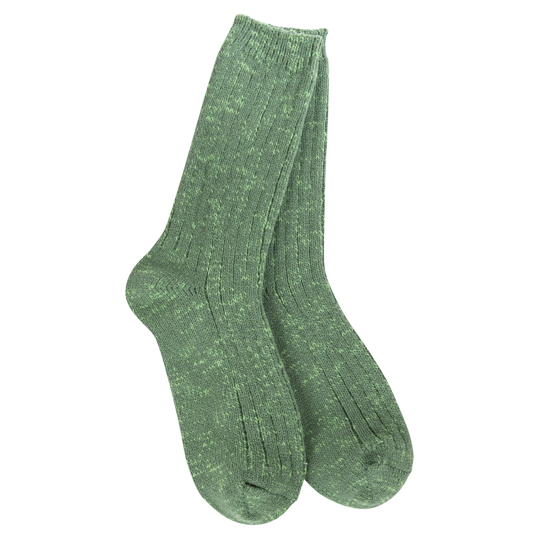 Ivy Green Cotton Slub Marled Crew Socks