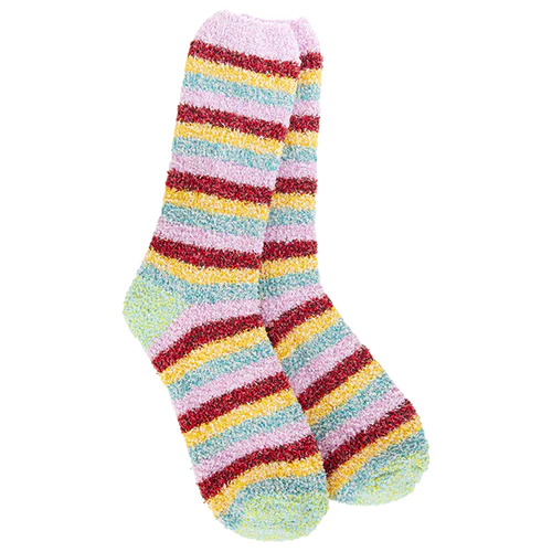Cozy Stripe Crew Socks - Blossom Multi Colored