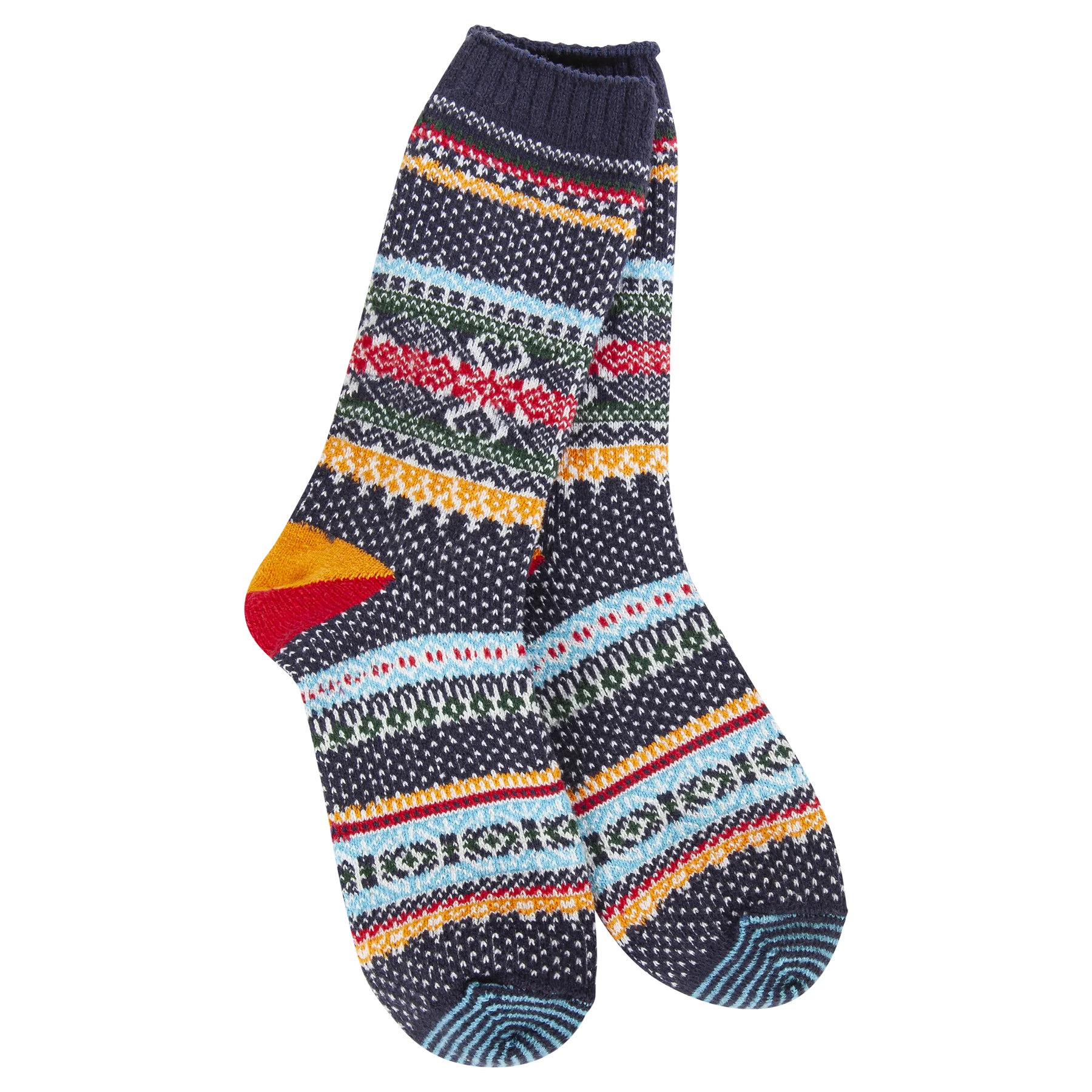 Holiday Navy Multi Colored Crew Socks