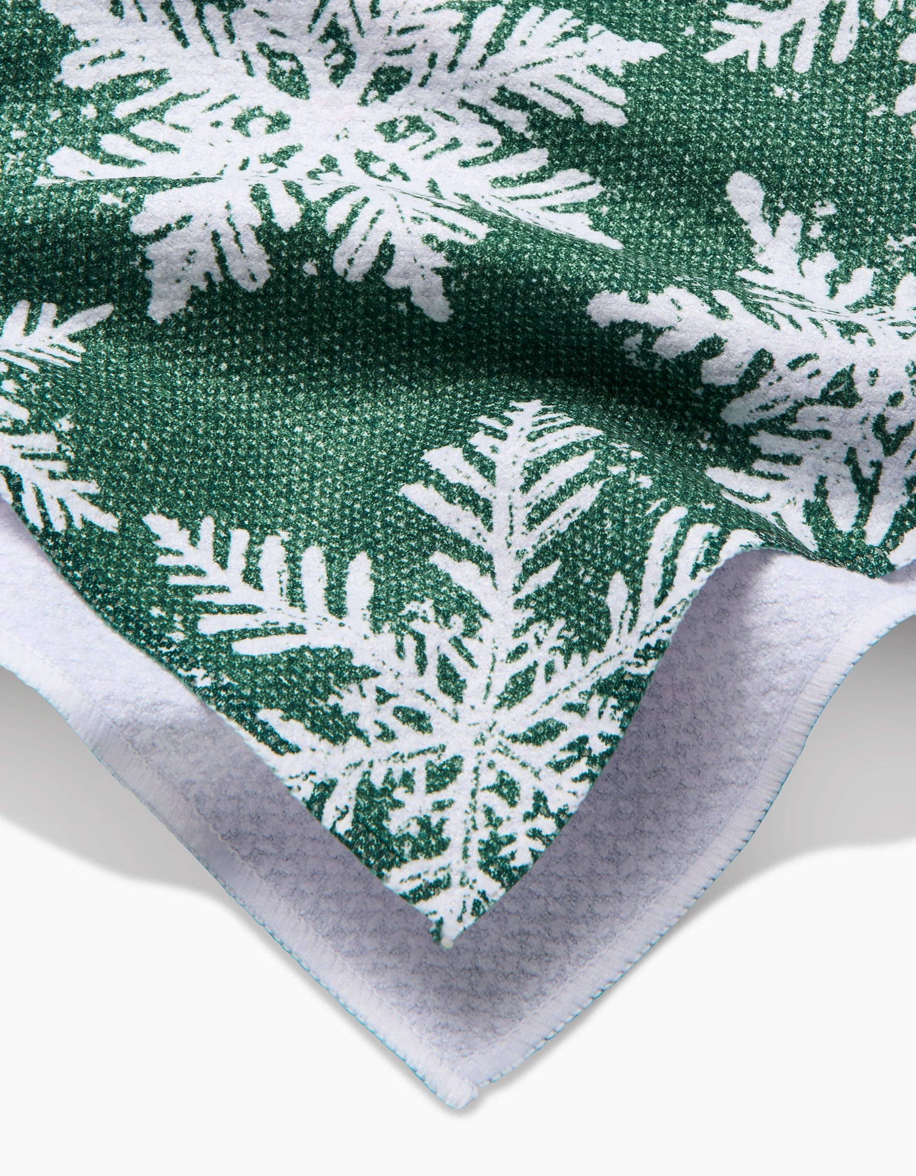 Geometry Snowy Days Green Tea Towel