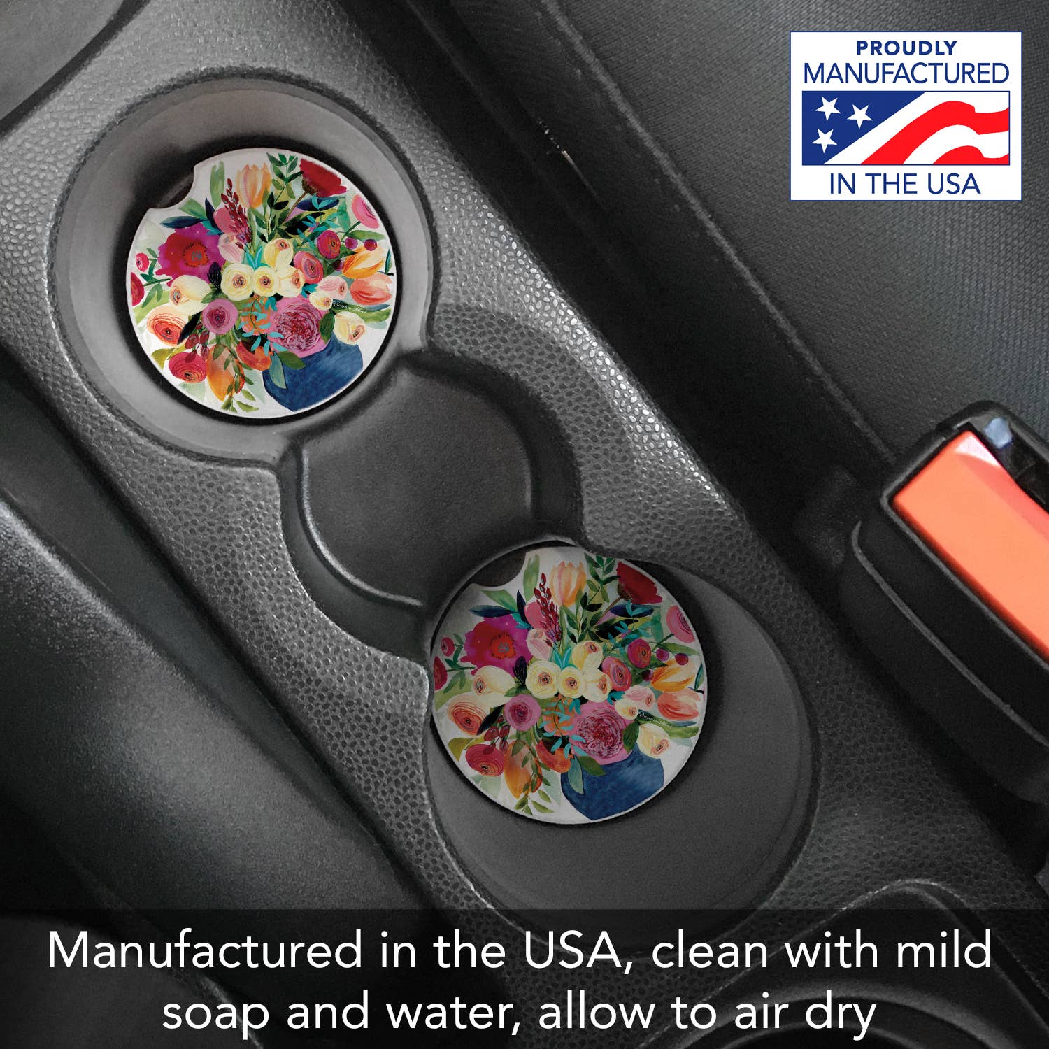 "Morning Joy" Absorbent Stone Car Coaster 1pk