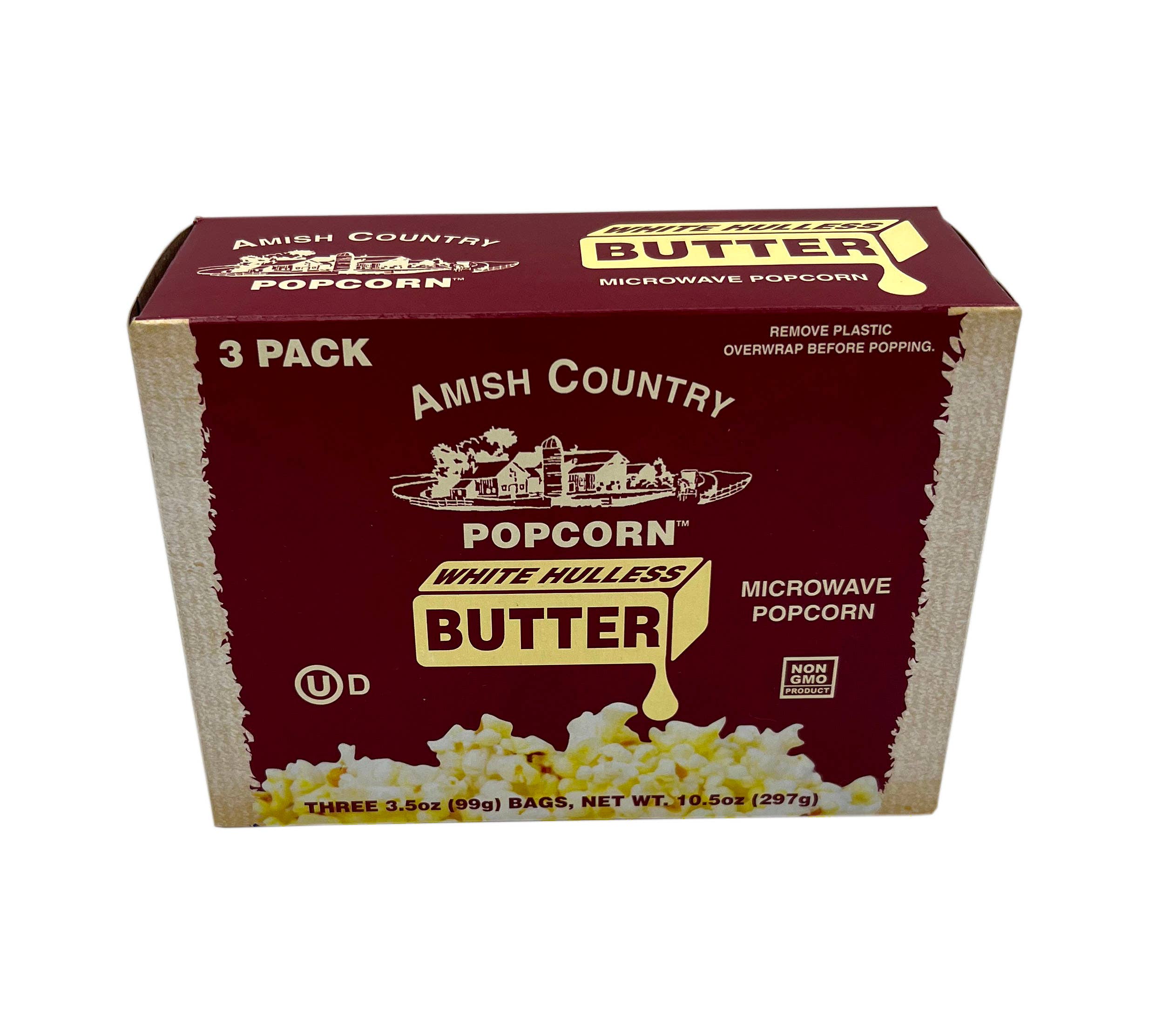 3pk Microwave Buttery White Hulless Popcorn