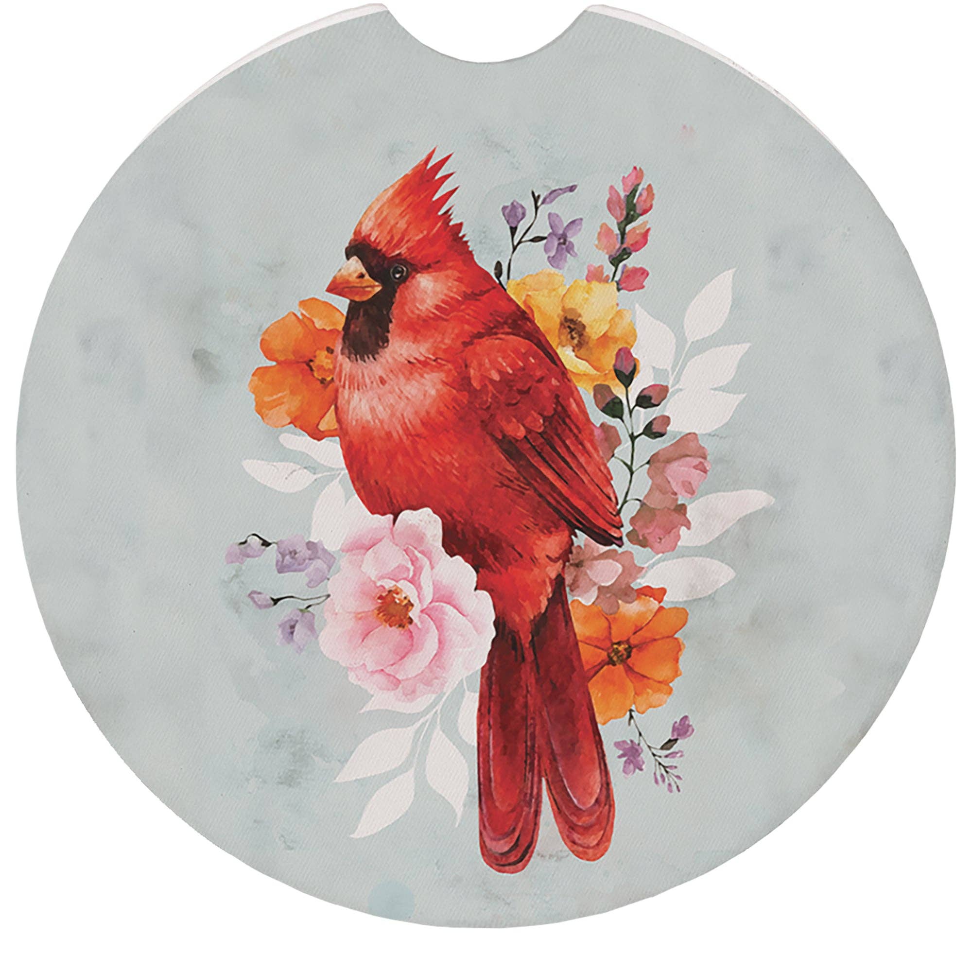 Floral Cardinal Car Coaster