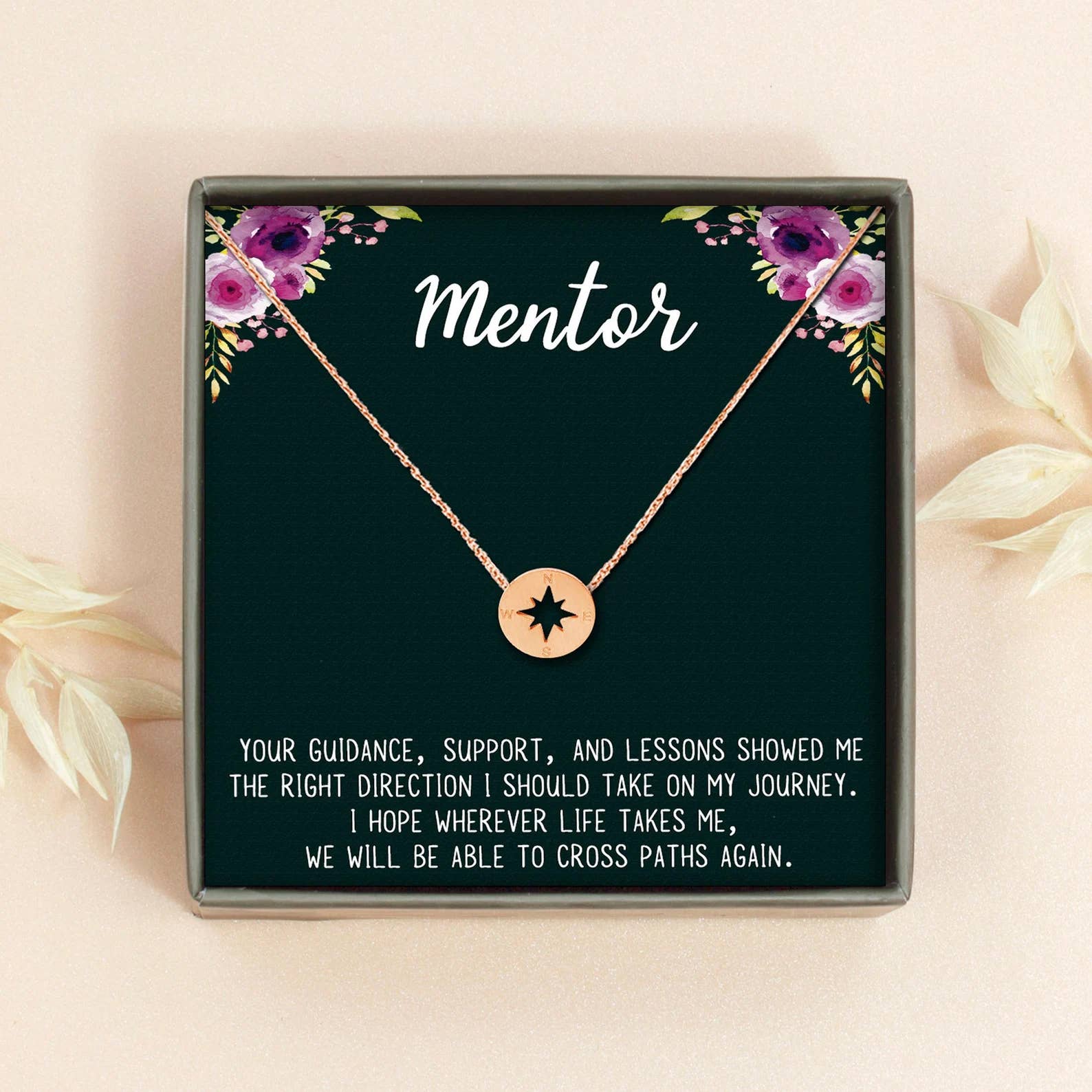 Mentor Compass Necklace Birthday Gift Inspiration Jewelry