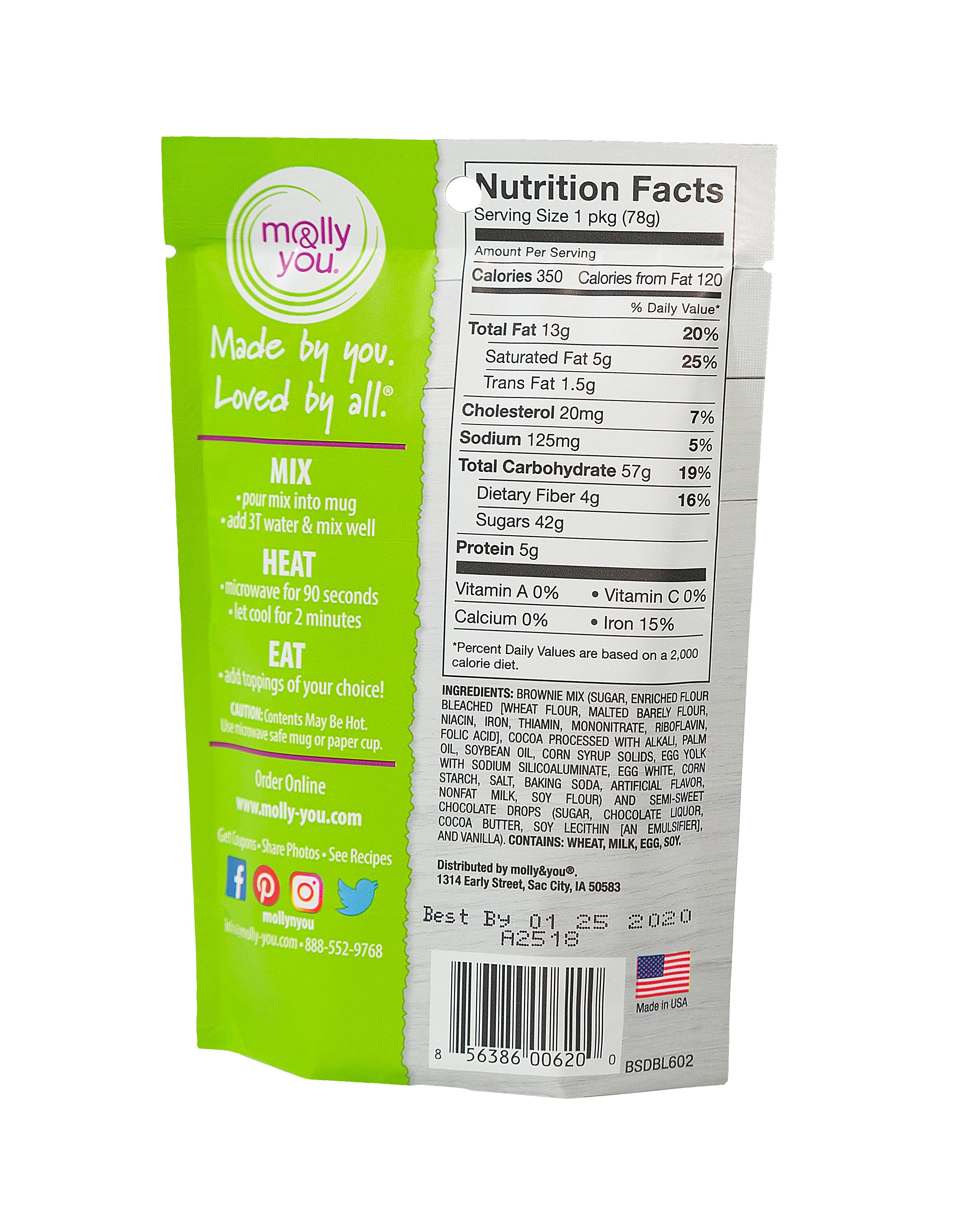 Double Chocolate Chip Brownie Microwave Single