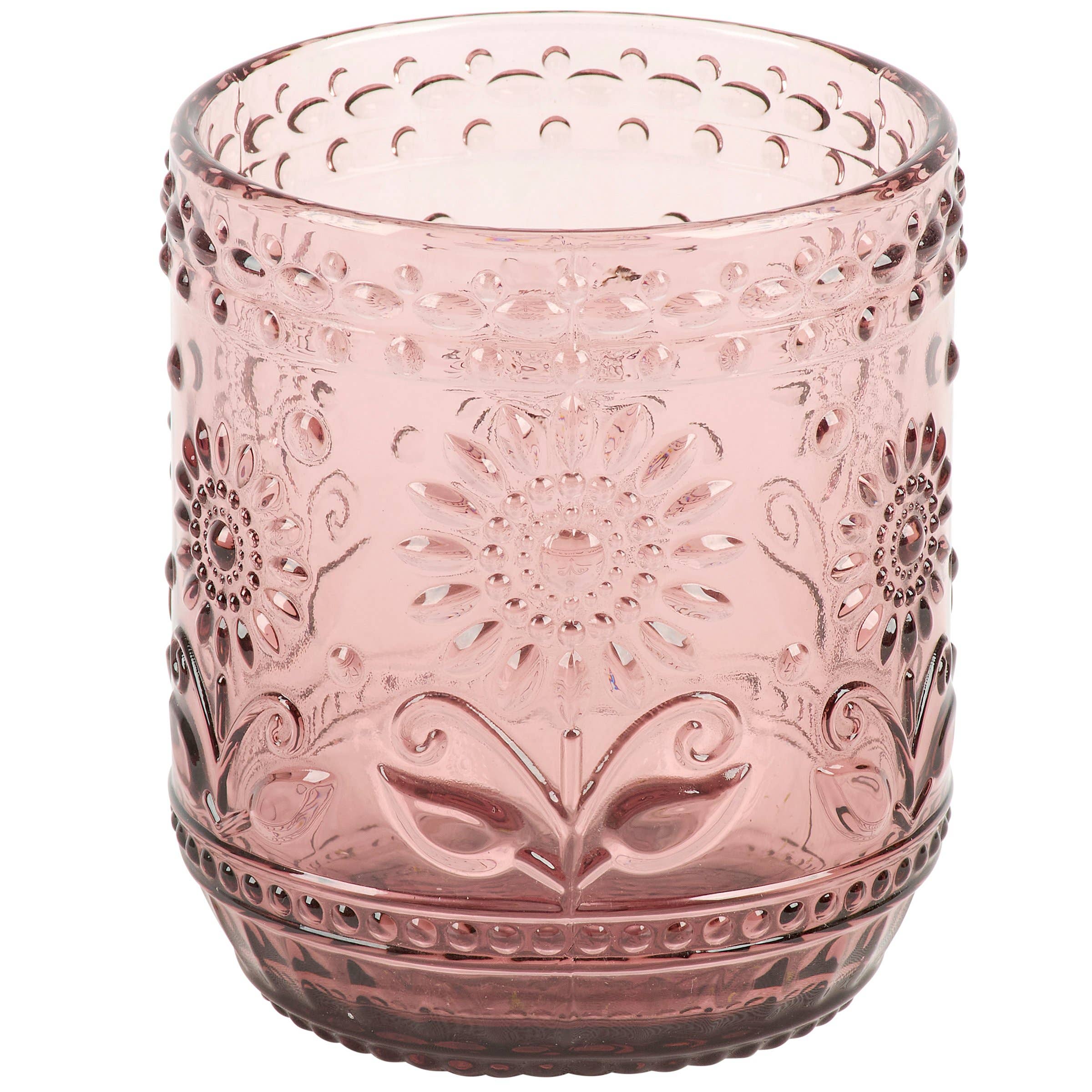 Pink Flower Drinking Glass