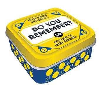 After Dinner Amusements Do You Remember conversation card game featuring 50 memory-sharing questions in a travel tin