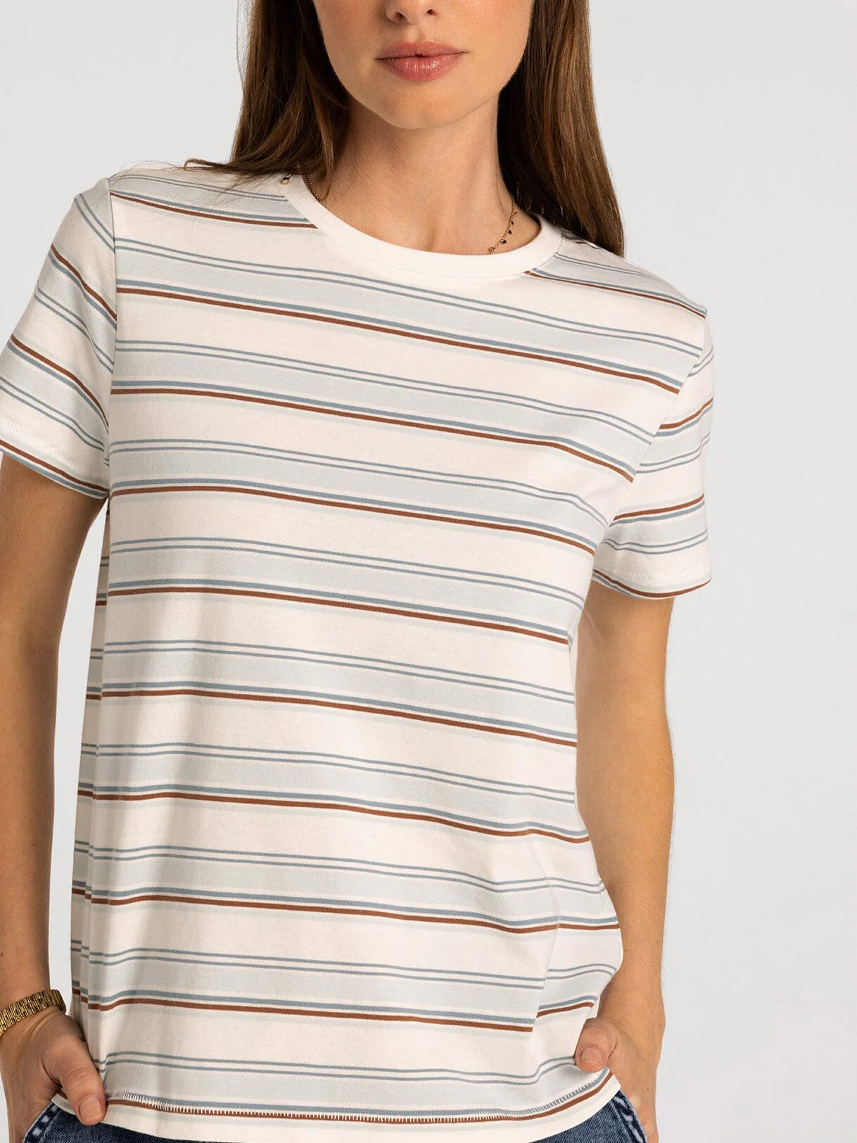 Asher Tee in cream — women's relaxed fit crew neck cotton t-shirt, front view
