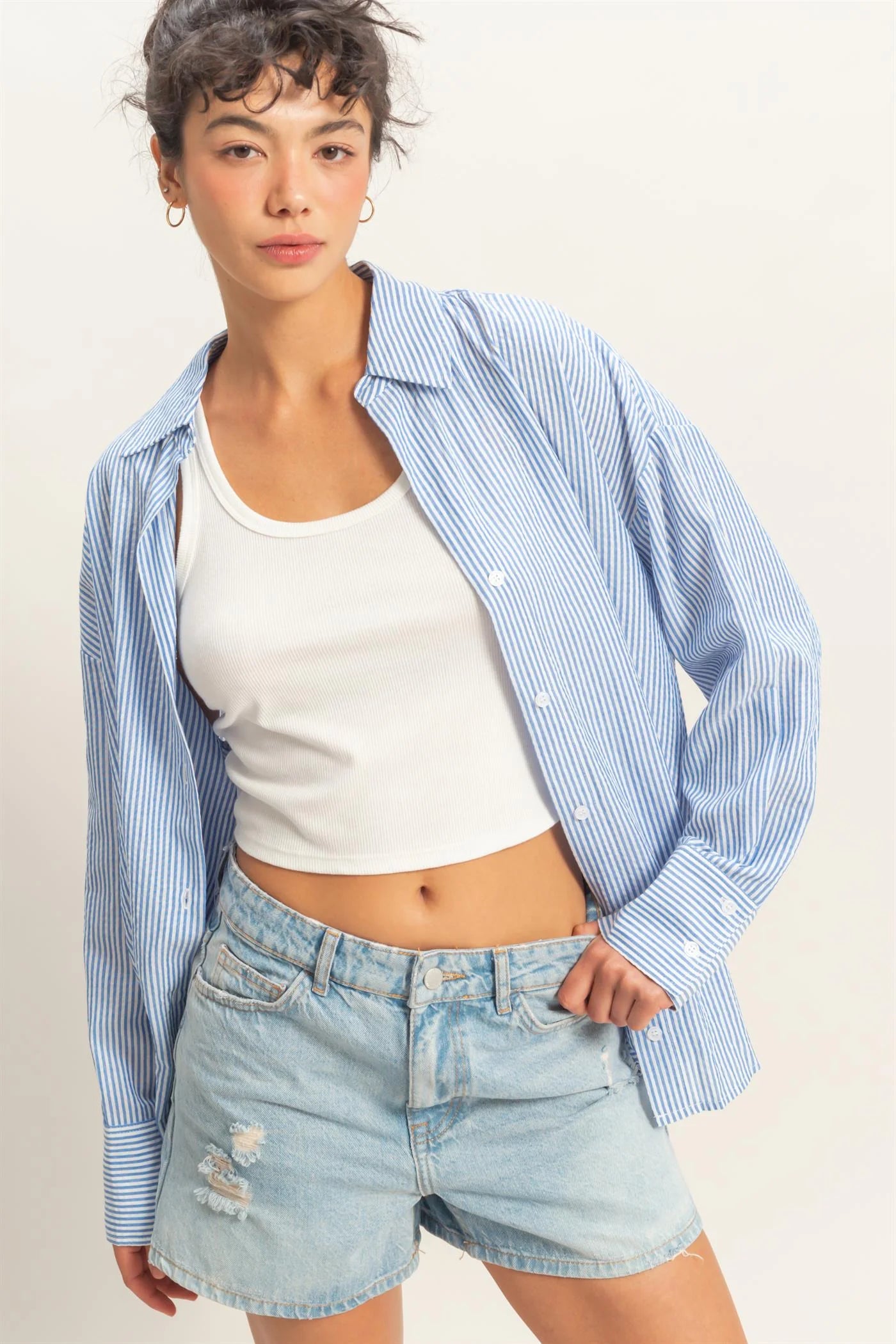 Striped Button-Up Shirt