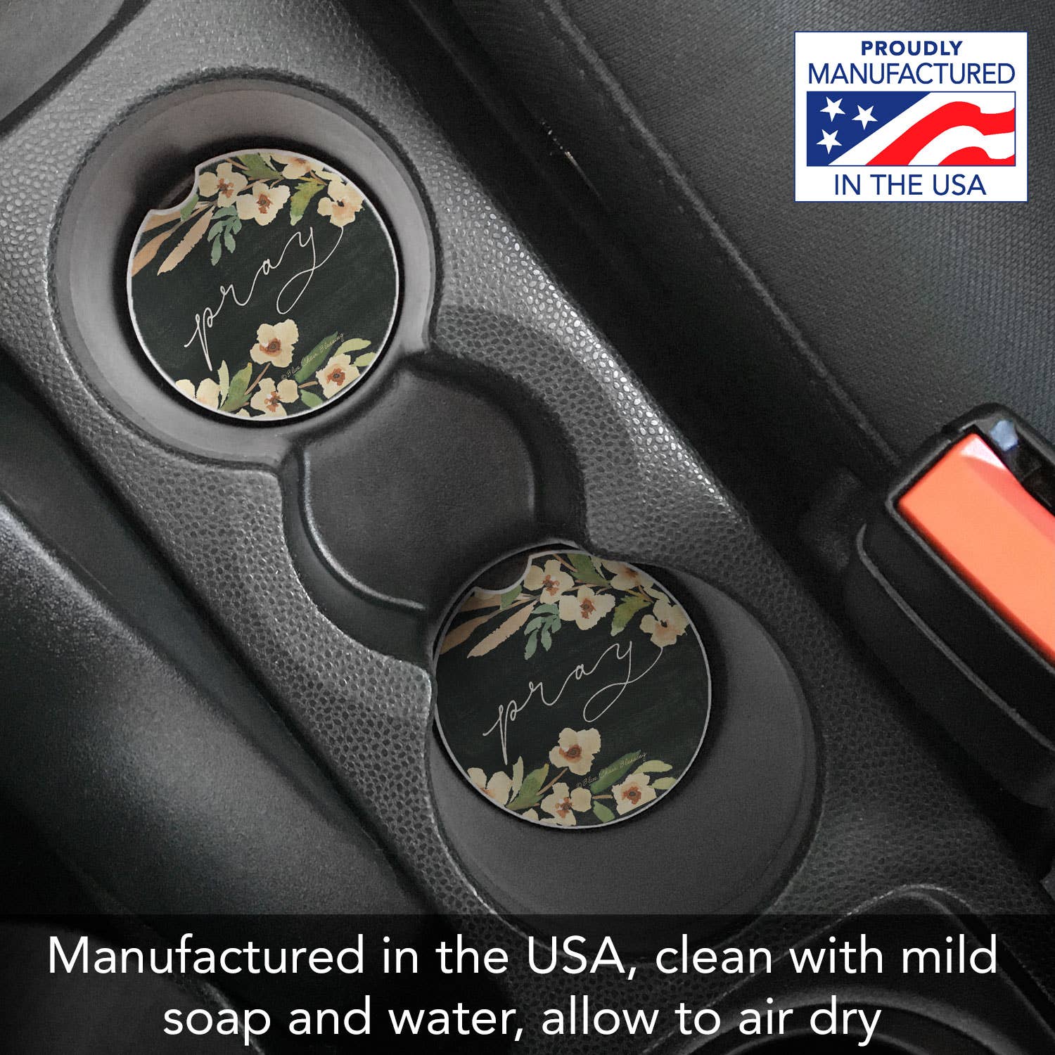 "Pray" Single Packaged Stone Car Coaster