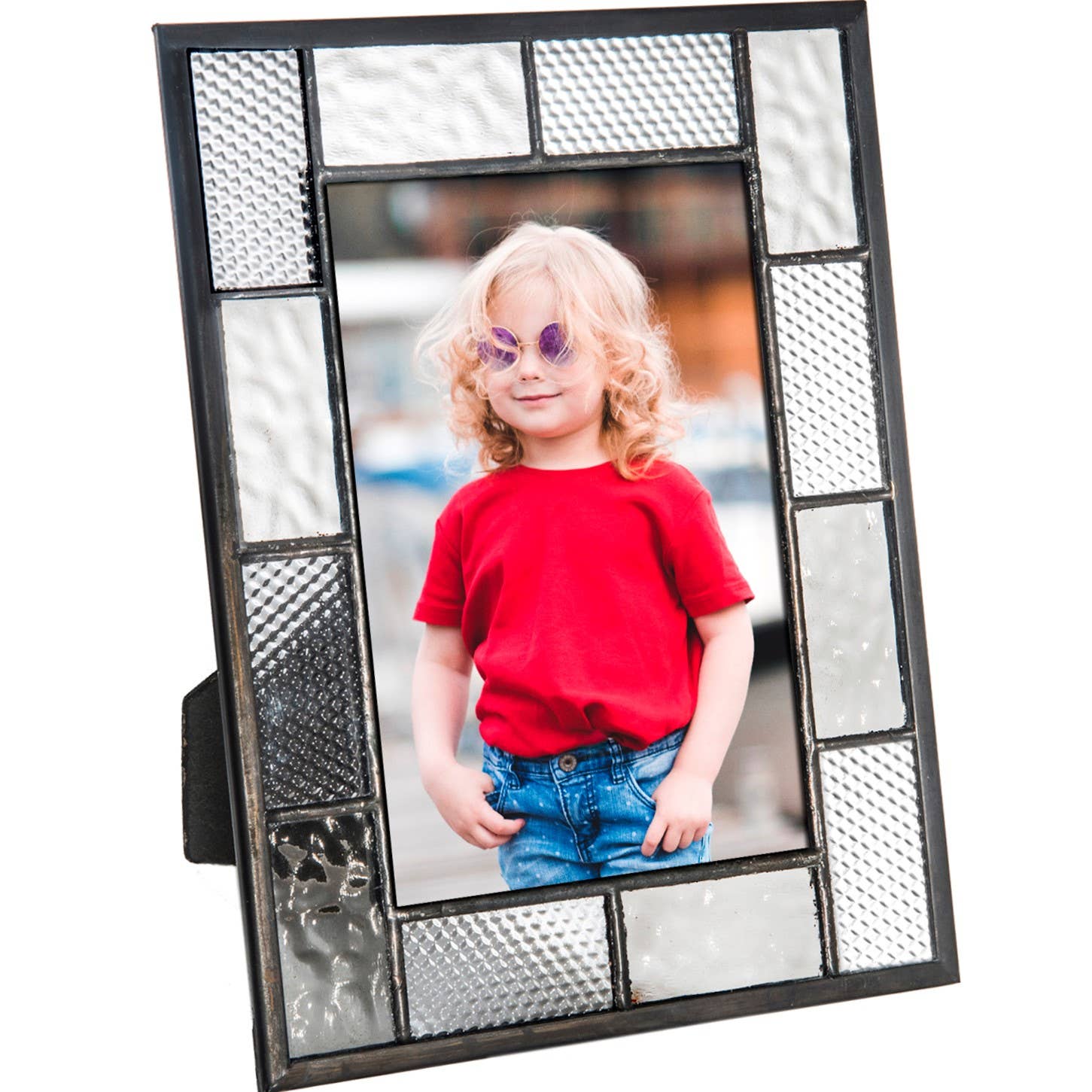 Grey and Clear Stained Glass Picture Frame 4x6 or 5x7