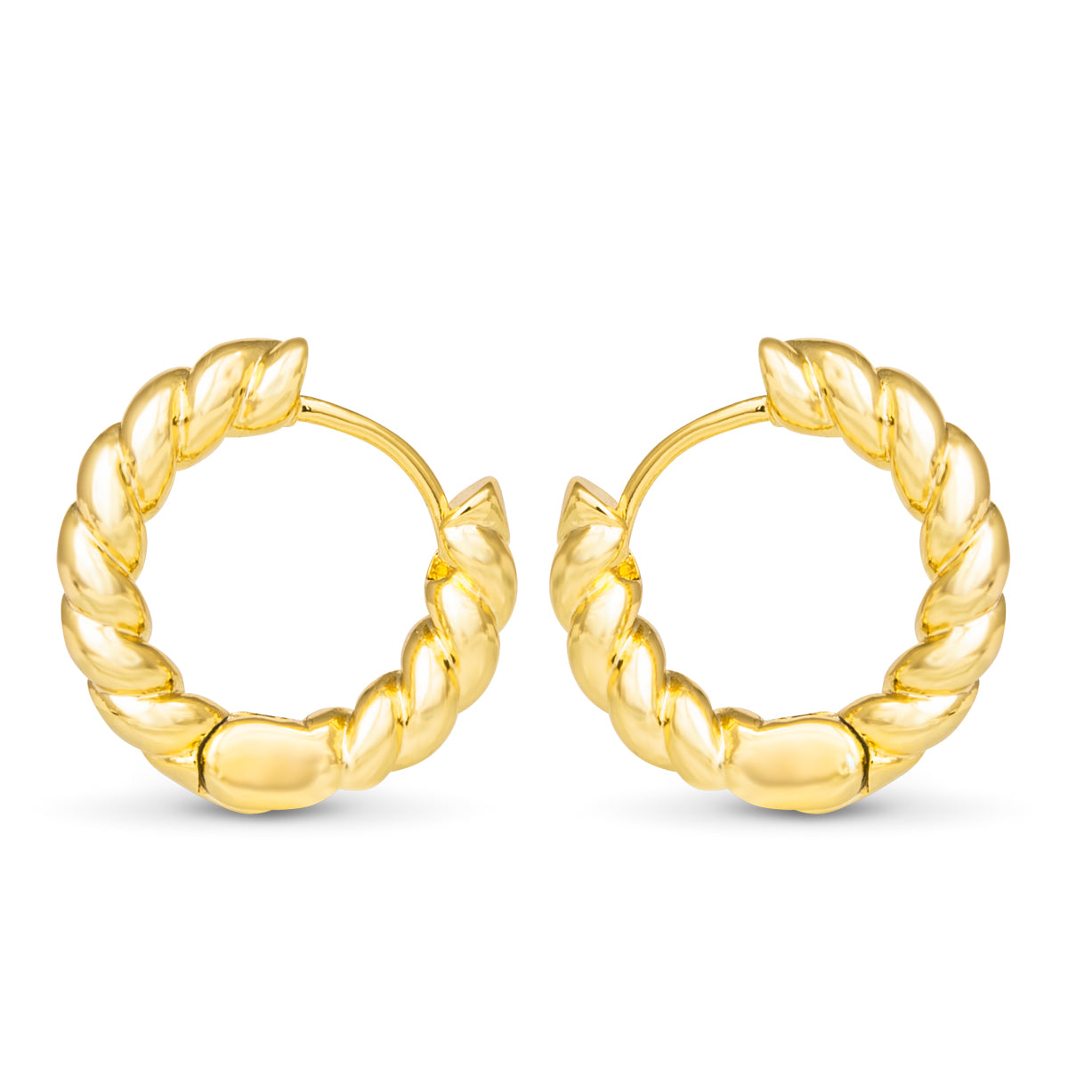 mini gold rope hoop earrings twisted huggie style