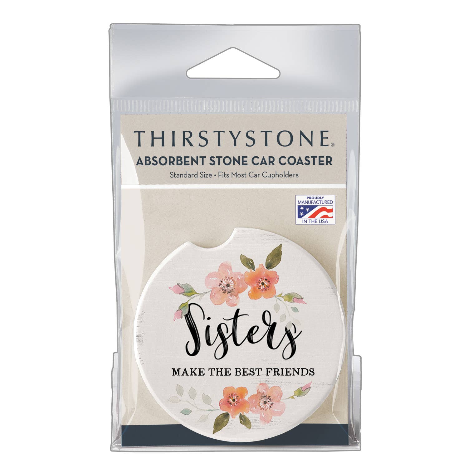 "Sisters" Absorbent Stone Car Coaster 1pk