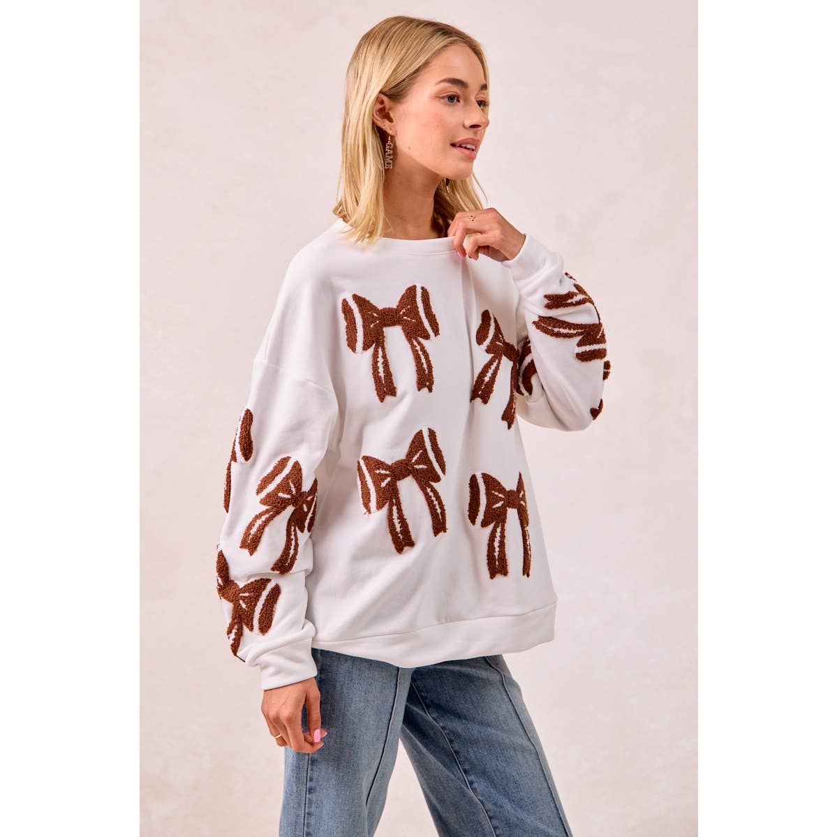 Gameday Football Bow Long Sleeve Top