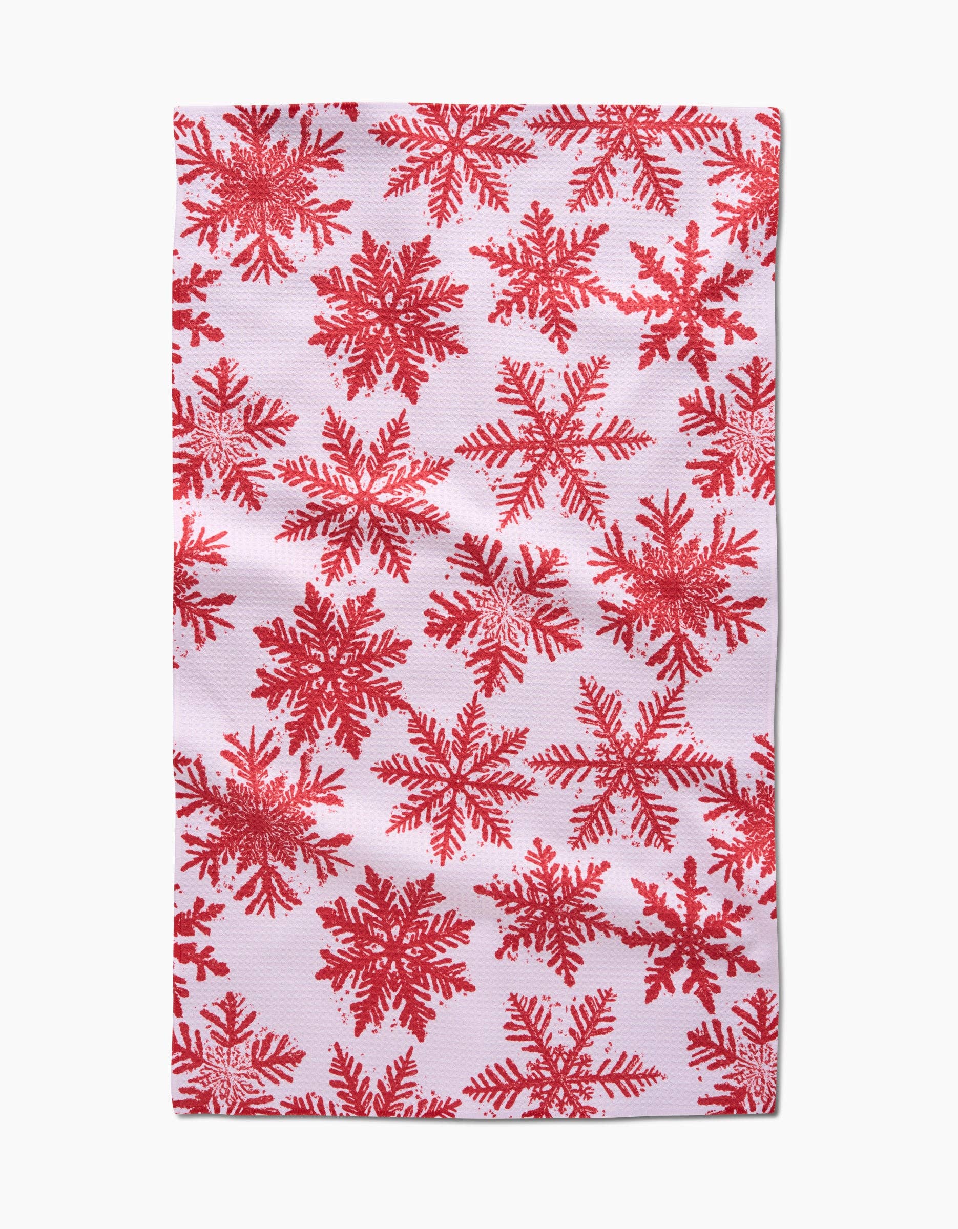 Geometry Snowy Days Red Tea Towel