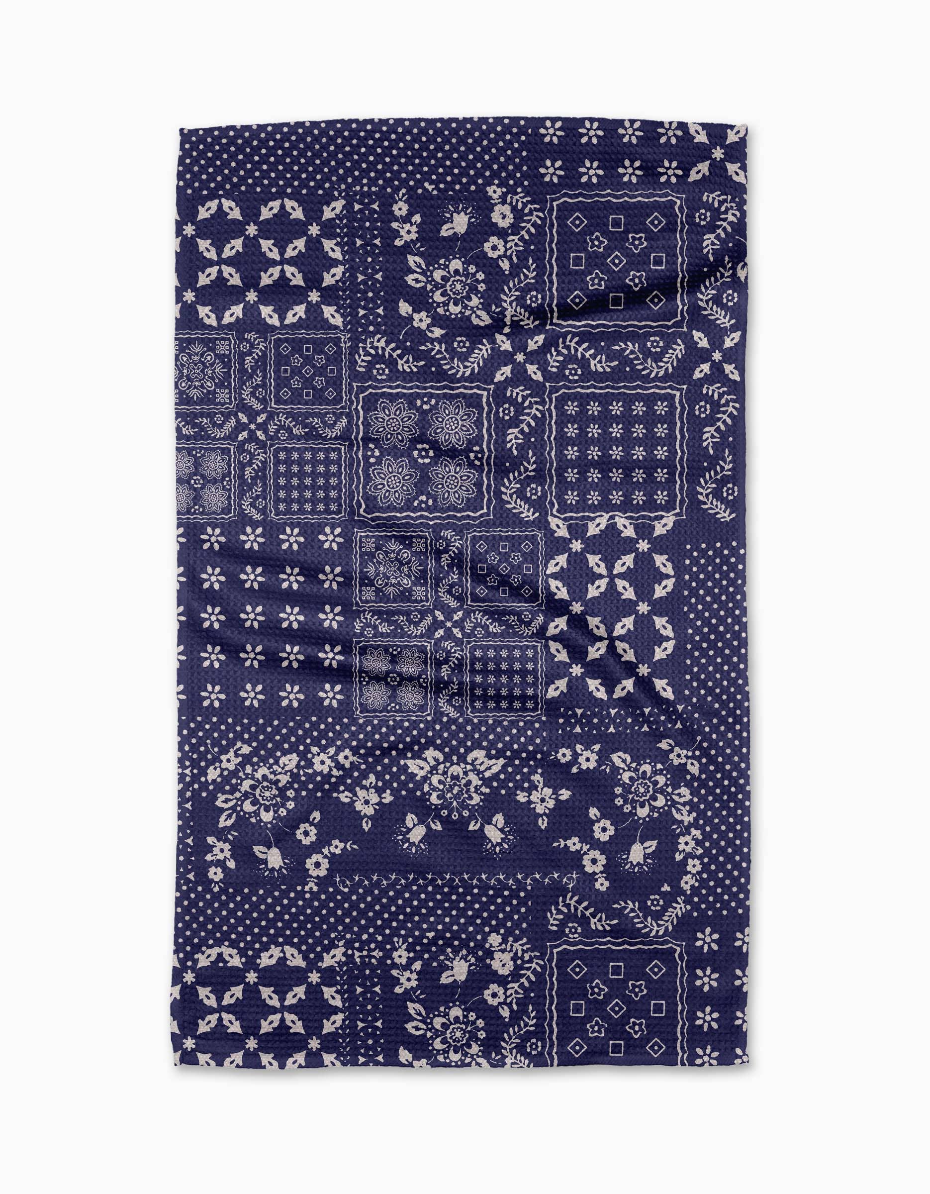 Geometry Blossoming Bandanna Blue Tea Towel