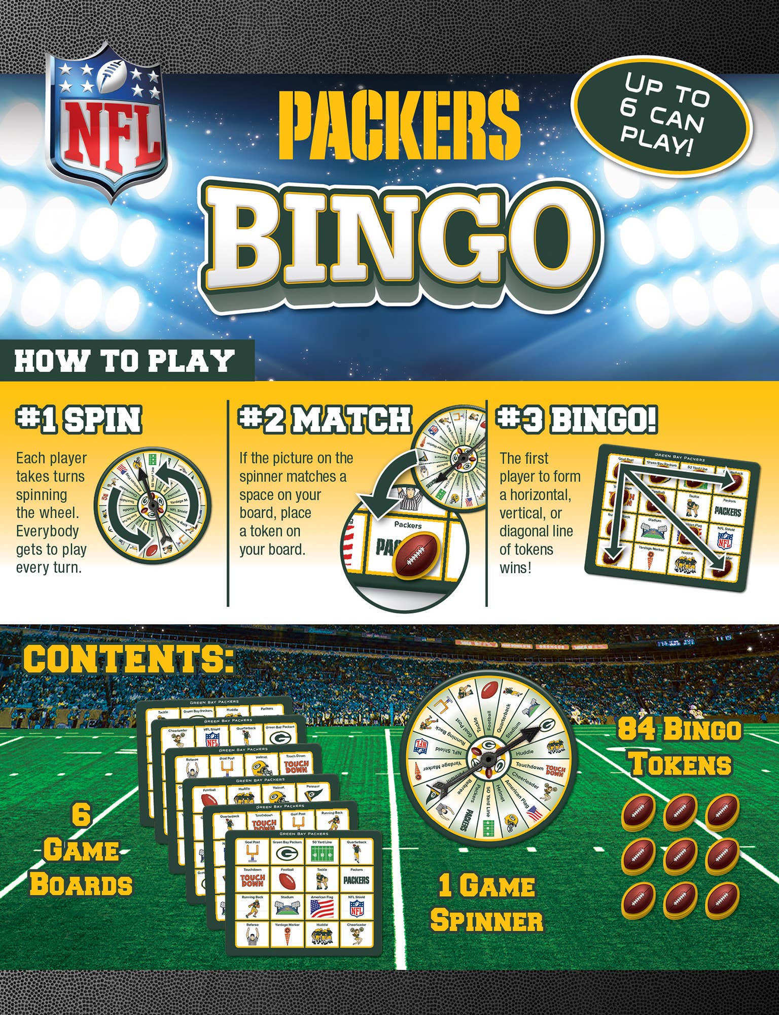 Green Bay Packers NFL Bingo Game