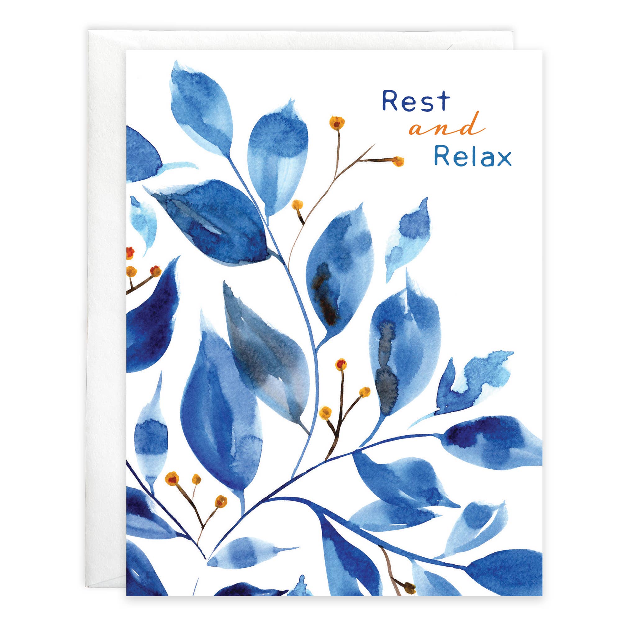 Get Well Greeting Card - Blue Leaves