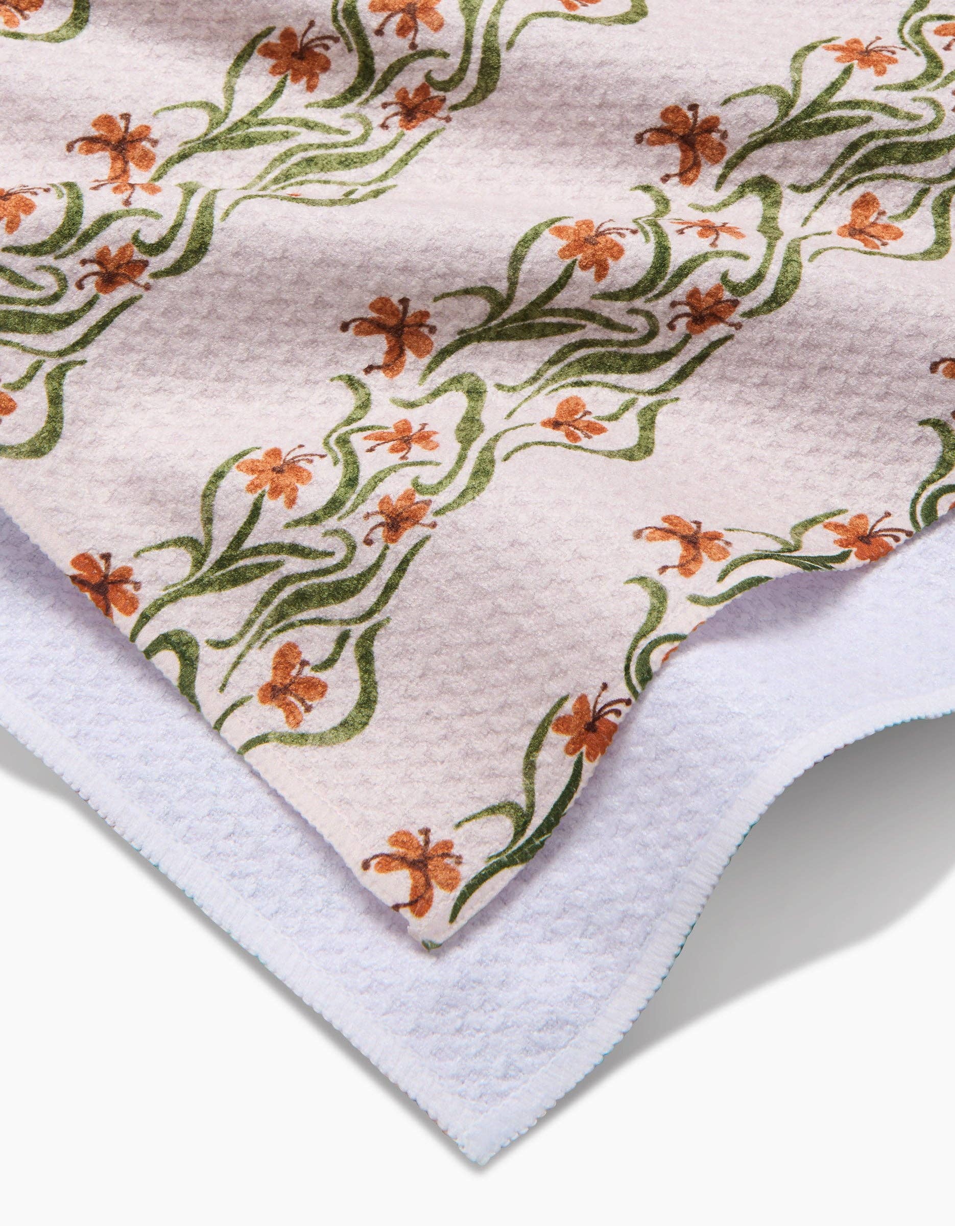 Geometry Floral Fall Stripe Tea Towel