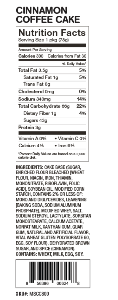 Cinnamon Coffee Cake Muffin Microwave Single
