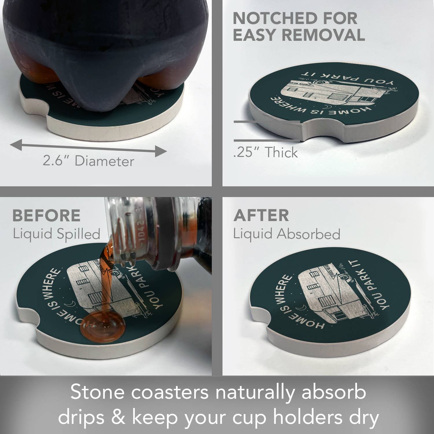 Park It Absorbent Stone Car Coaster 1pk