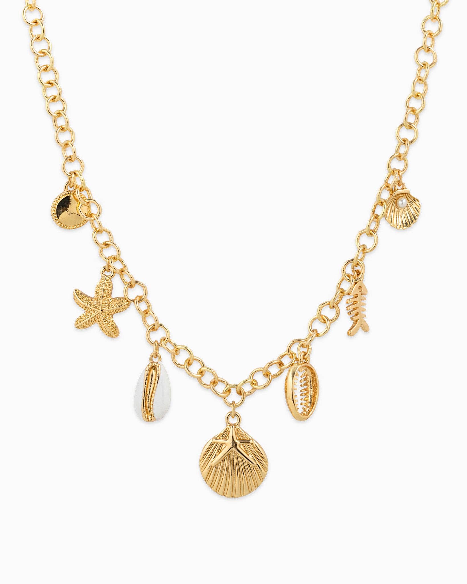 Sea Life Motif Circle Chain Charm Necklace