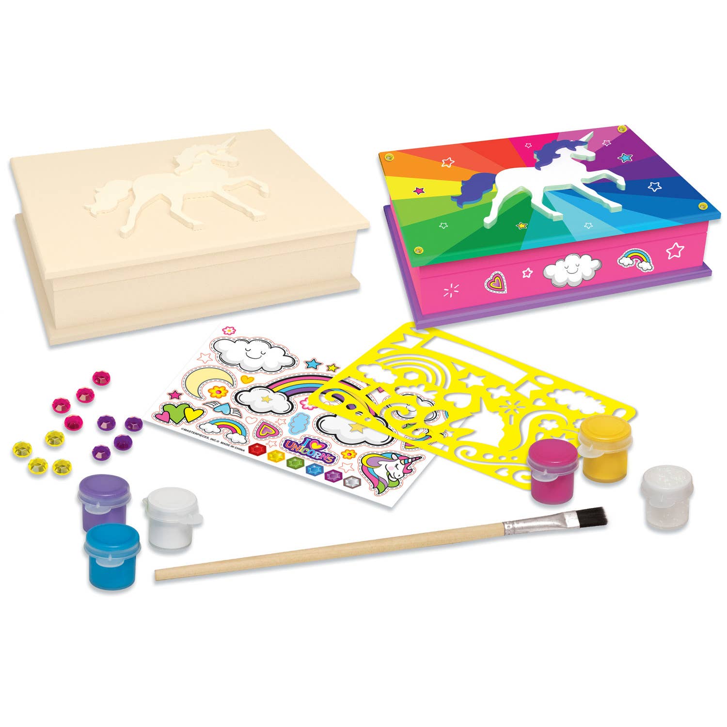 Unicorn Keepsake Box Wood Paint Set