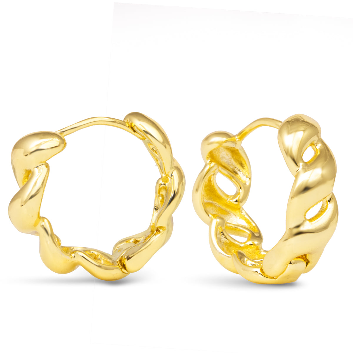 small gold twisted hoop earrings textured huggie style