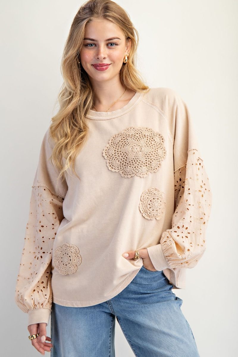 Eyelet Lace Pullover Top