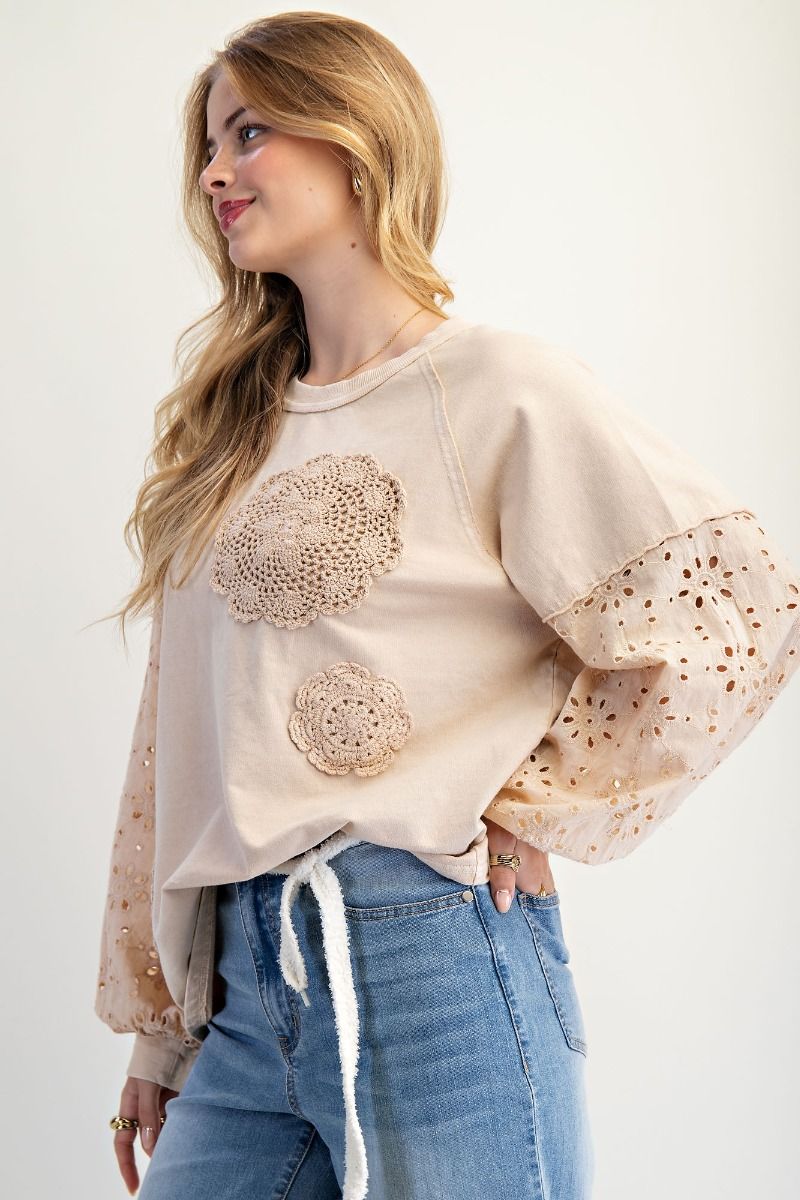 Eyelet Lace Pullover Top