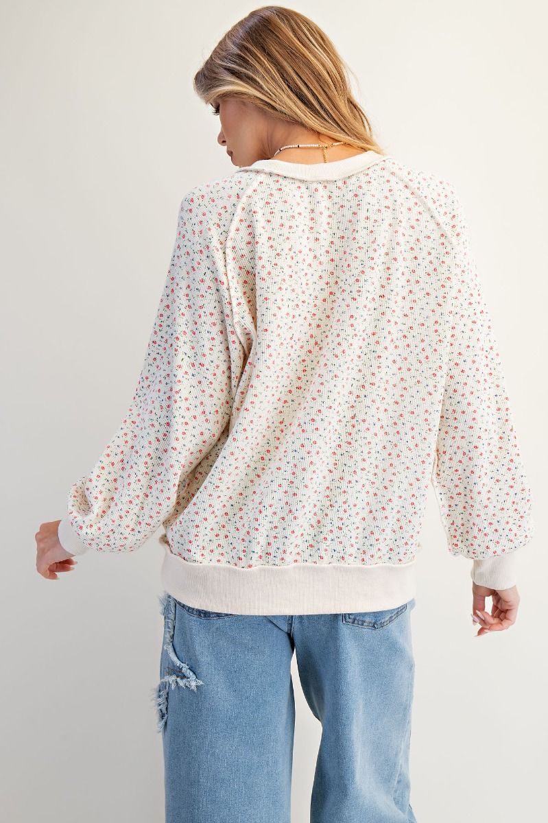 Flower Print Mineral Washed Top