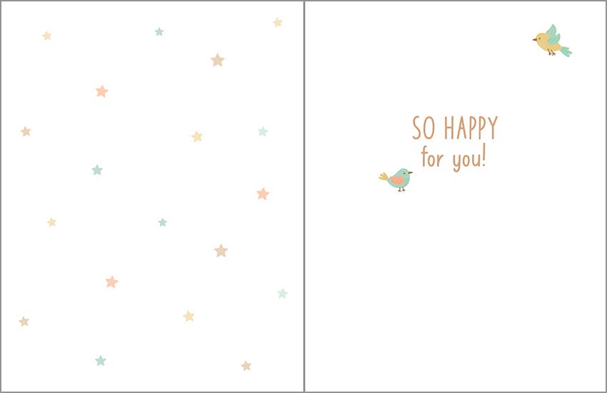 Clothesline & Birds New Baby Greeting Card