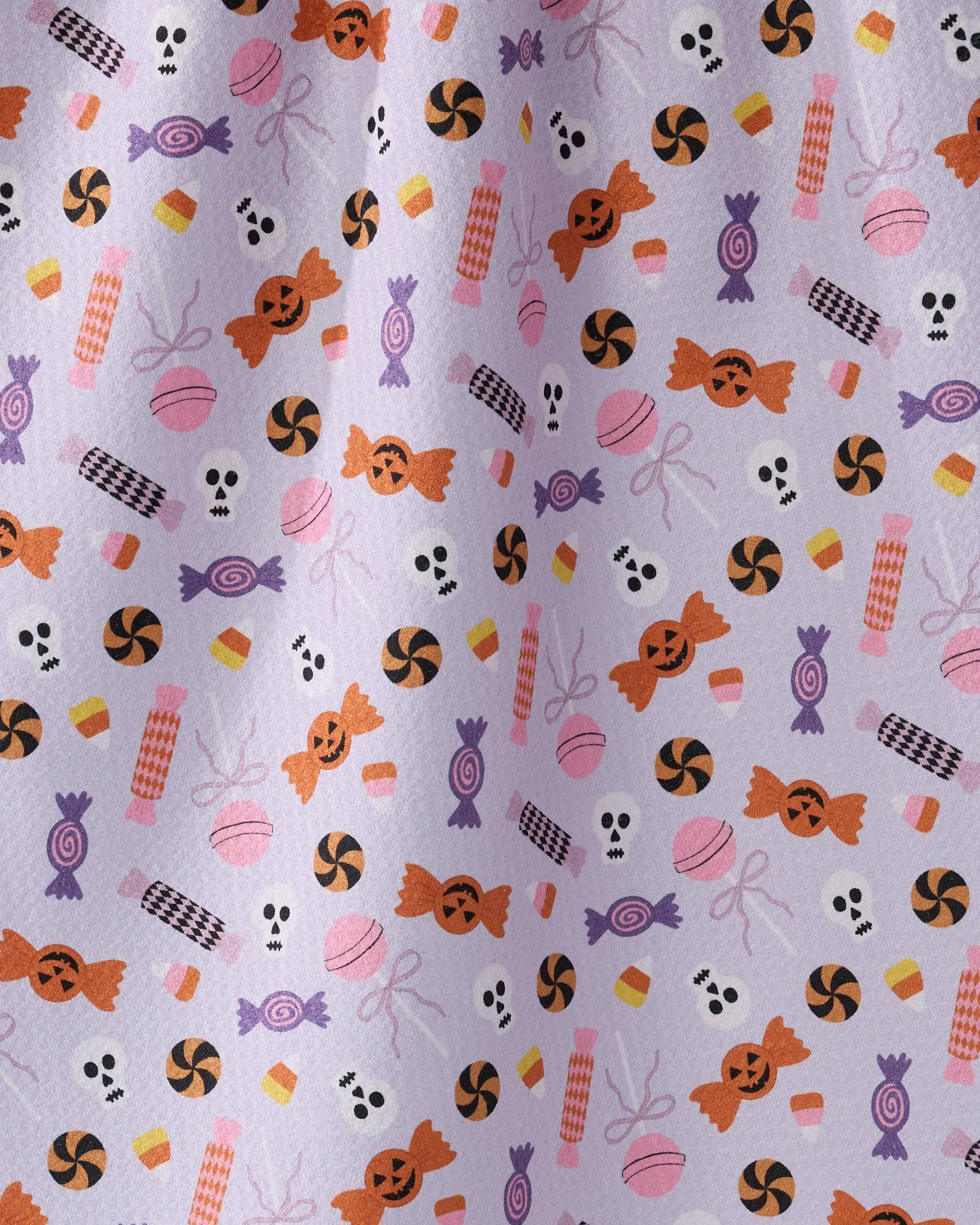 Geometry Spooky Sweets Halloween Tea Towel | Purple Halloween Kitchen Towel