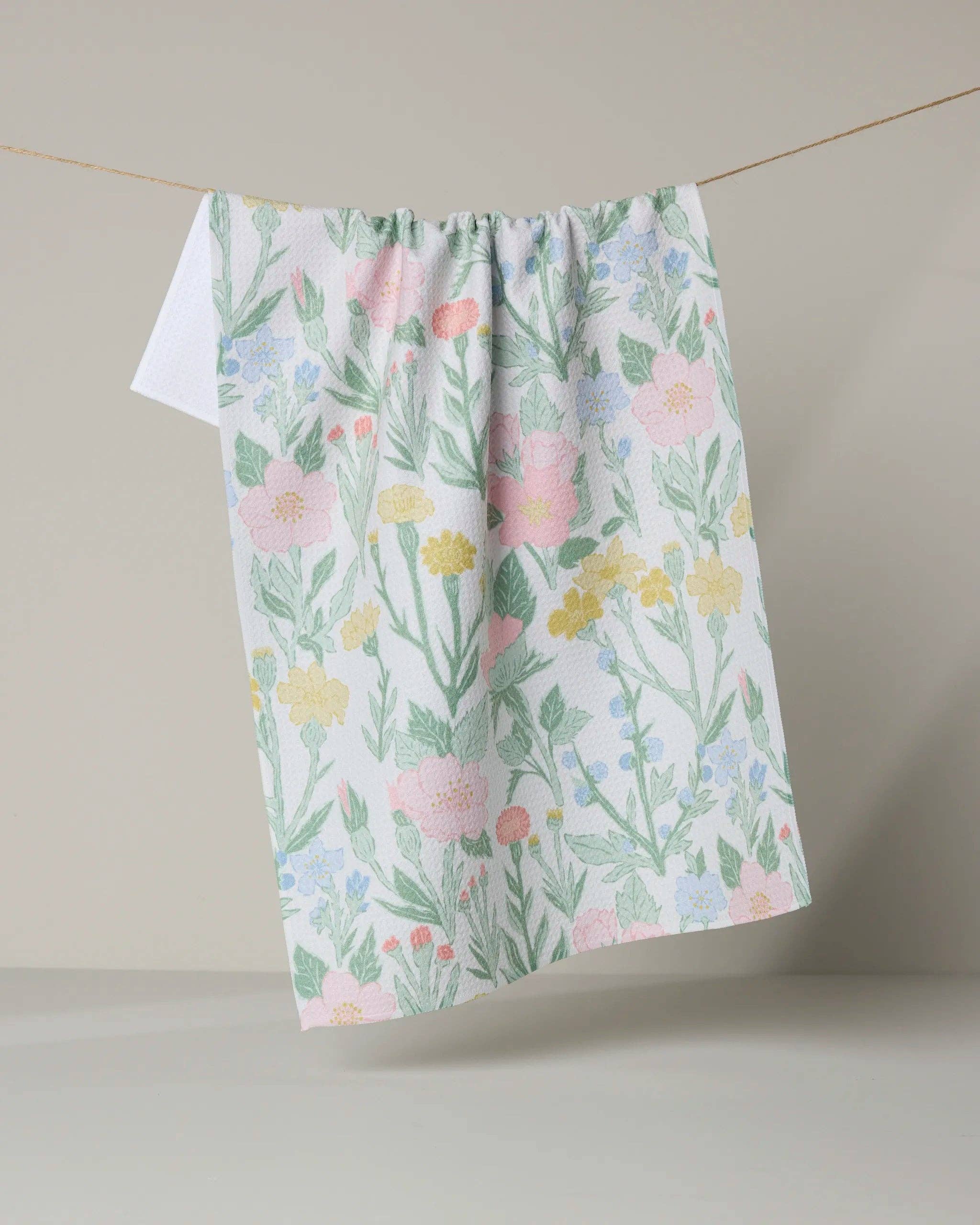 Geometry Wildflowers in Bloom Tea Towel