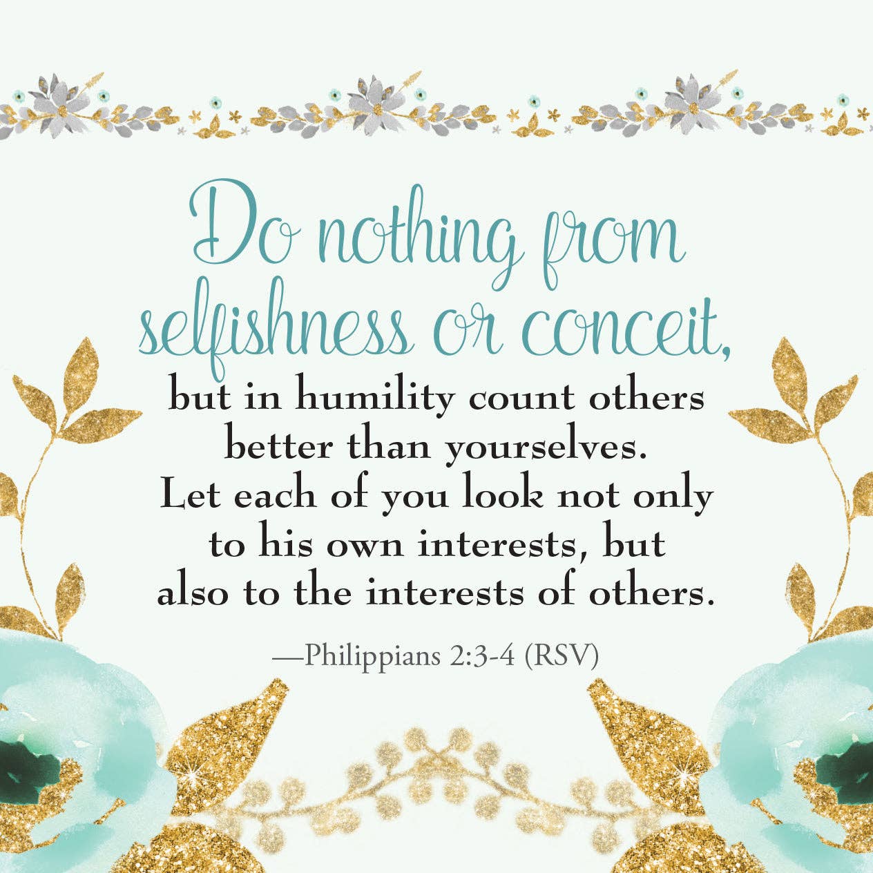 Decorative page with floral elements and a Bible verse quote on a white background