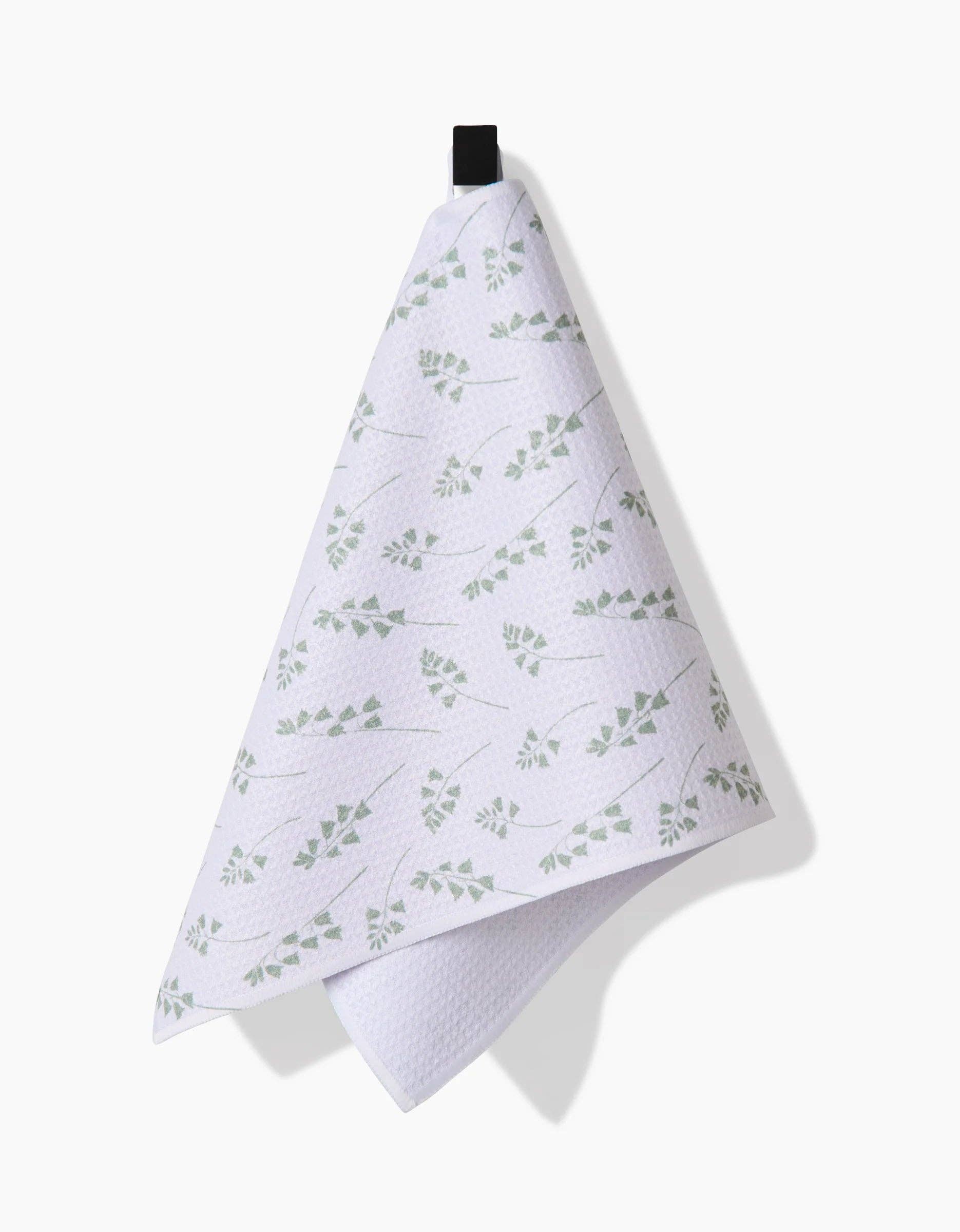 Geometry Blue Bells Green Bar Towel