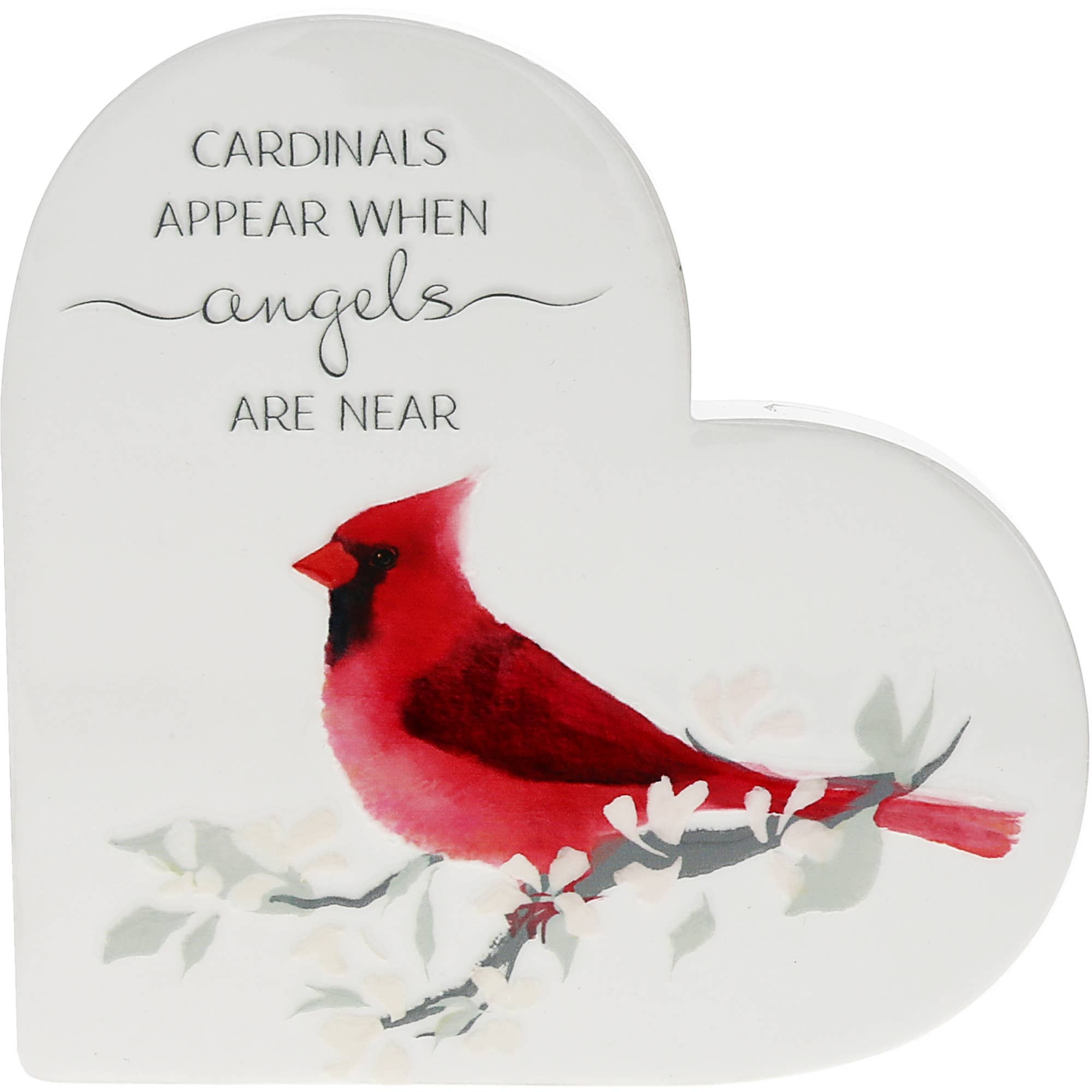 Cardinals Appear Ceramic Heart Plaque