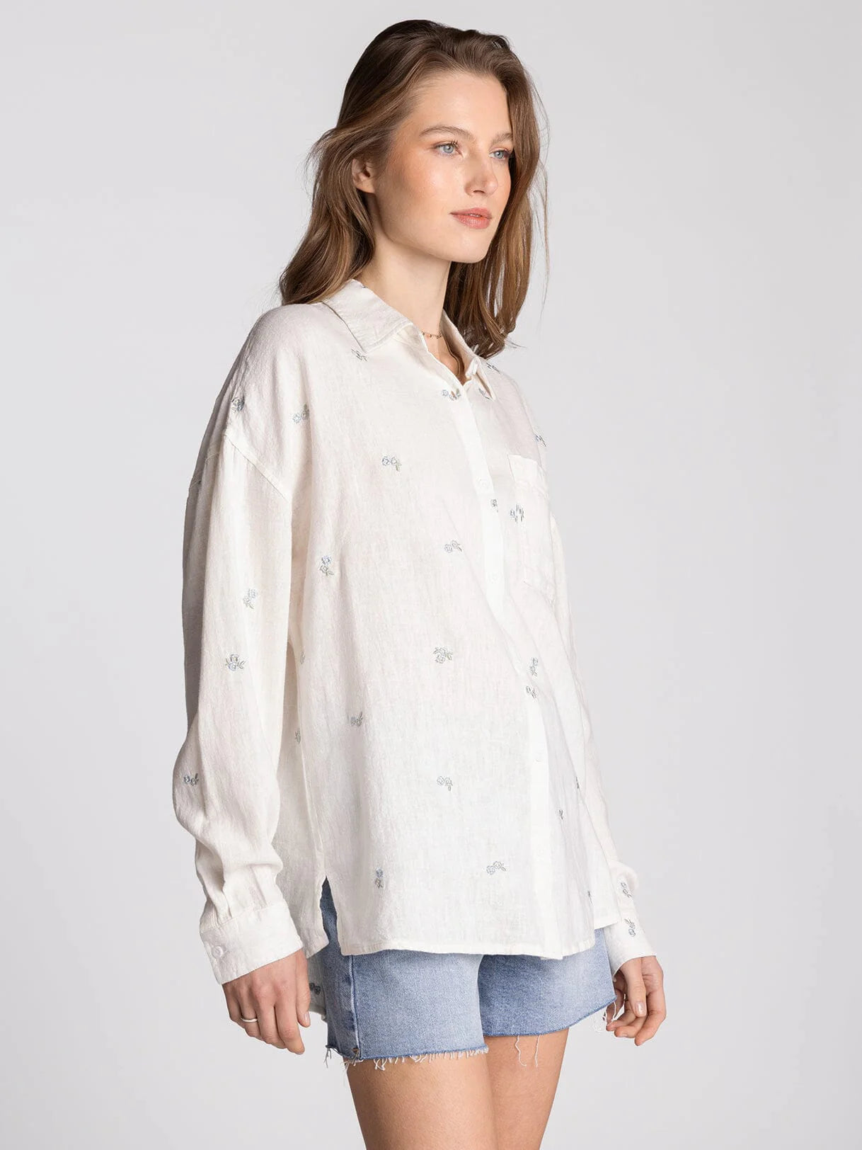 Yesenia Blue Floral Detail Shirt