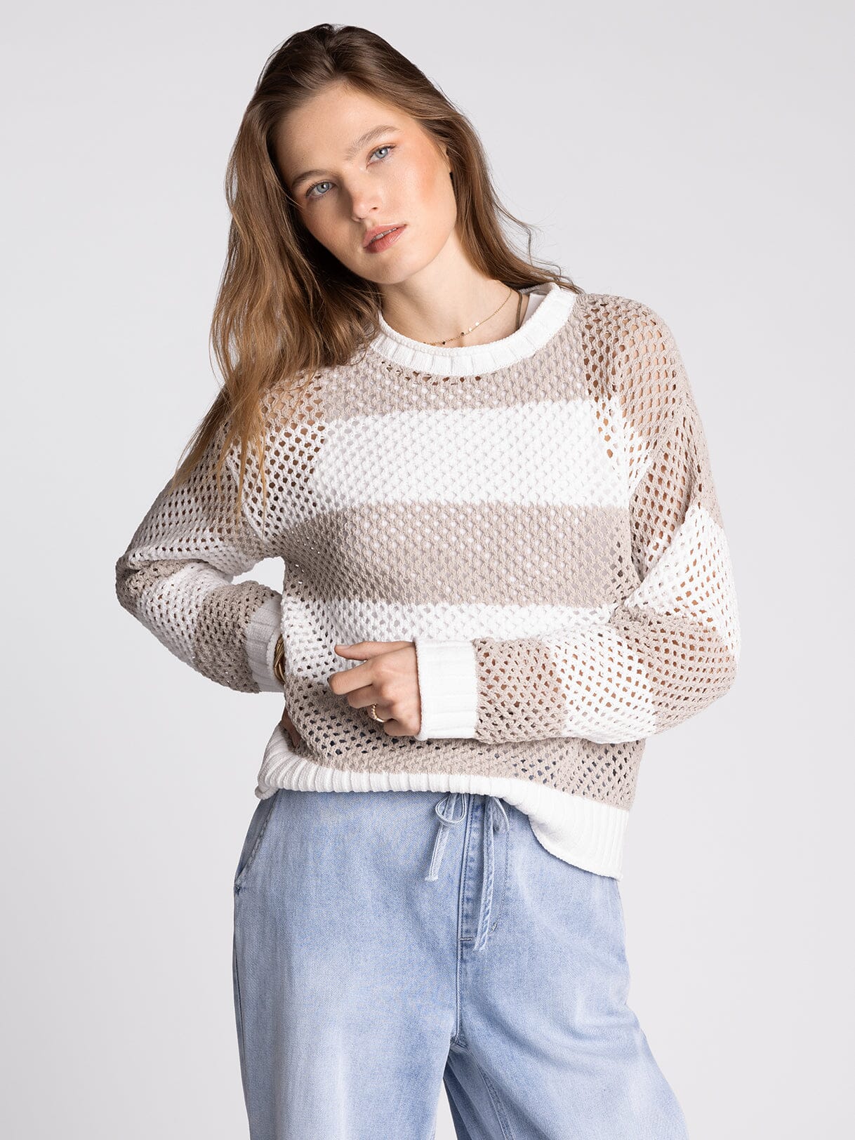 Floriana Loose Knit Striped Sweater