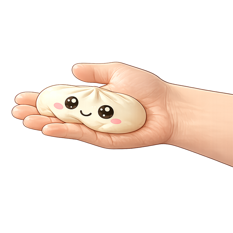 Fun Doh Mystery Slow Rise Dumpling squish toy in a hand with soft sensory squeeze texture