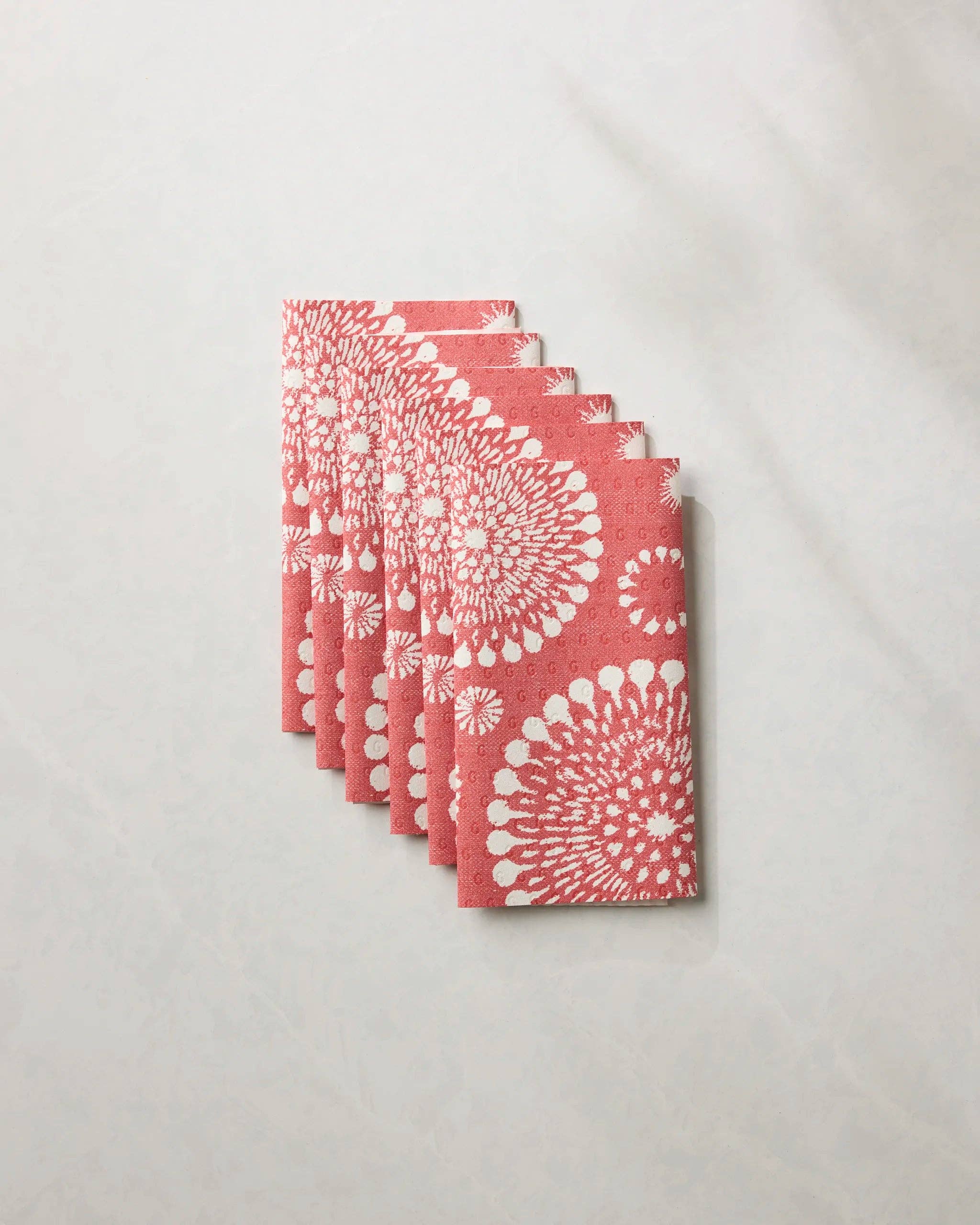 Geometry Freedom Sparks Bright reusable not paper towels with patriotic red and white firework-inspired pattern