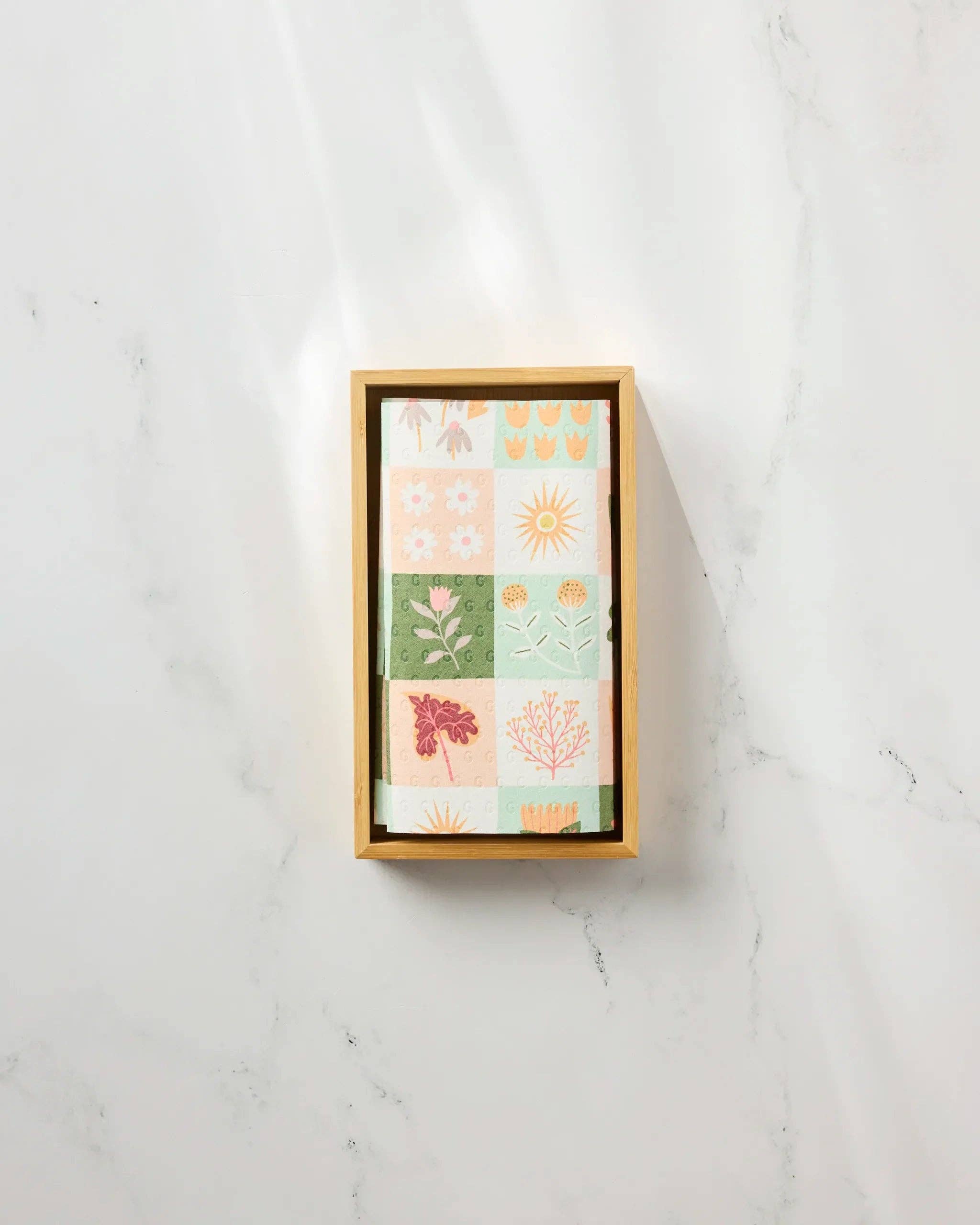 Geometry Patchwork Garden reusable not paper towels with pastel floral patchwork design