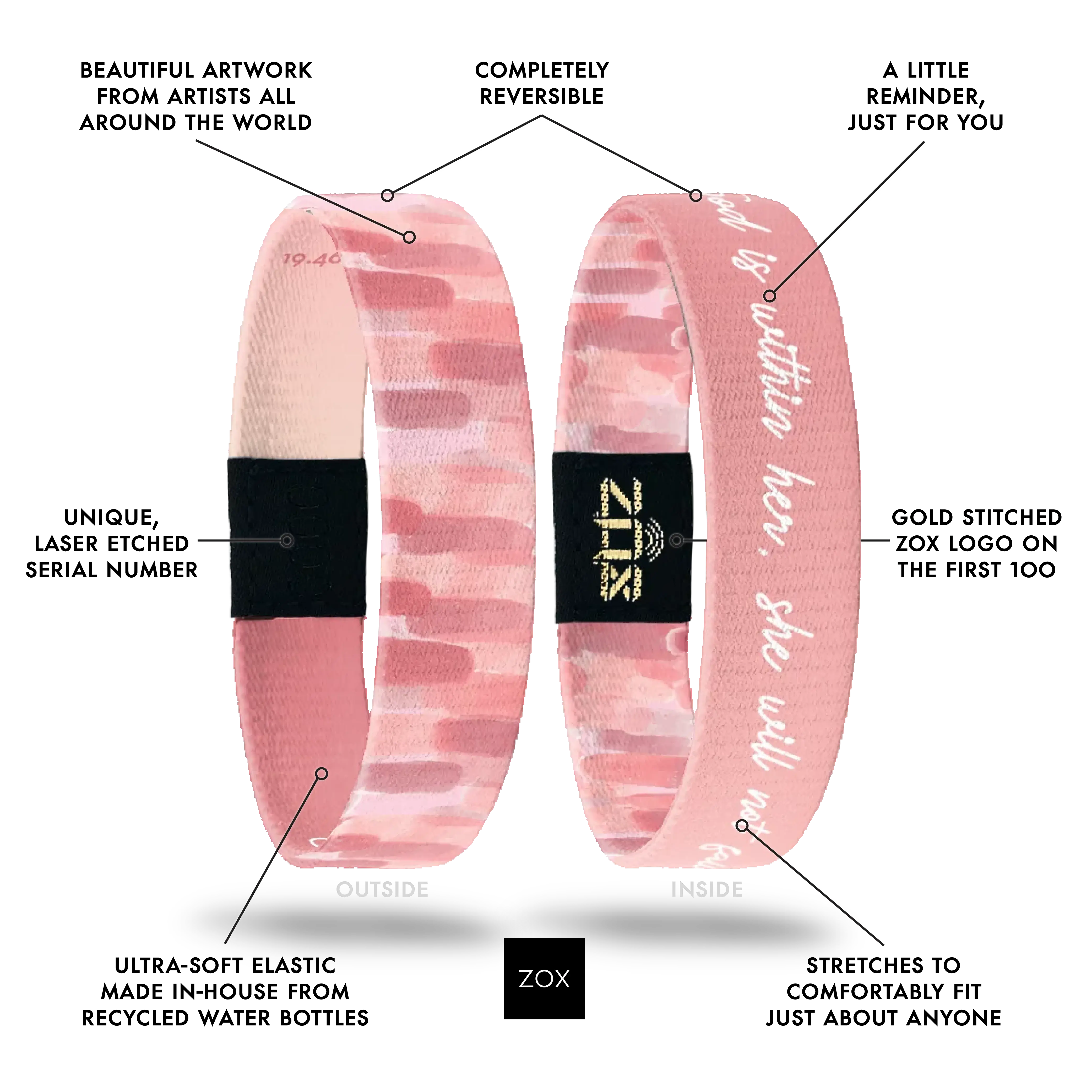 Pink God Is Within Her Bible verse bracelet inspired by Psalm 46:5 with interactive faith-based scripture experience