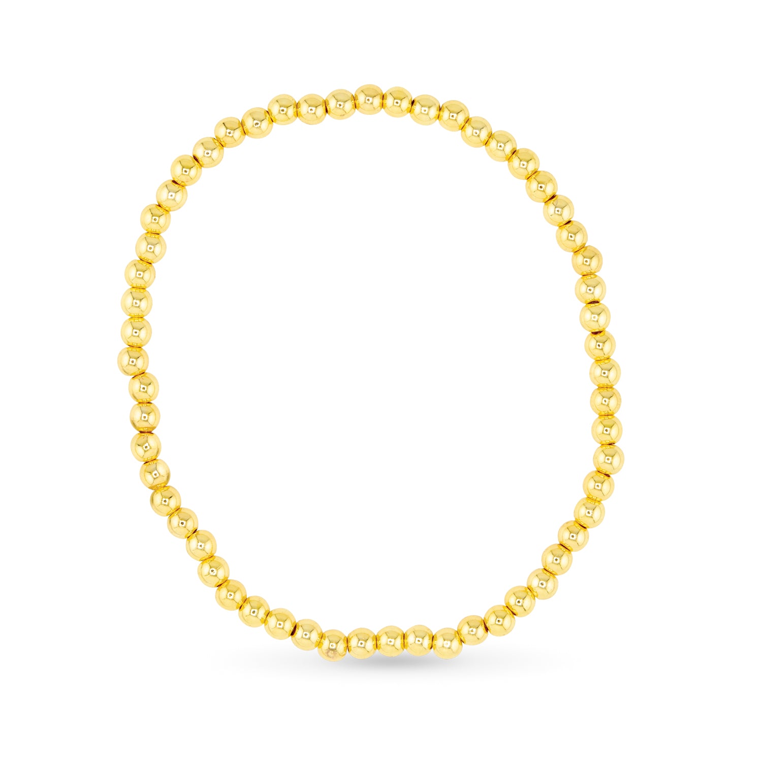 gold 4mm beaded stretch bracelet